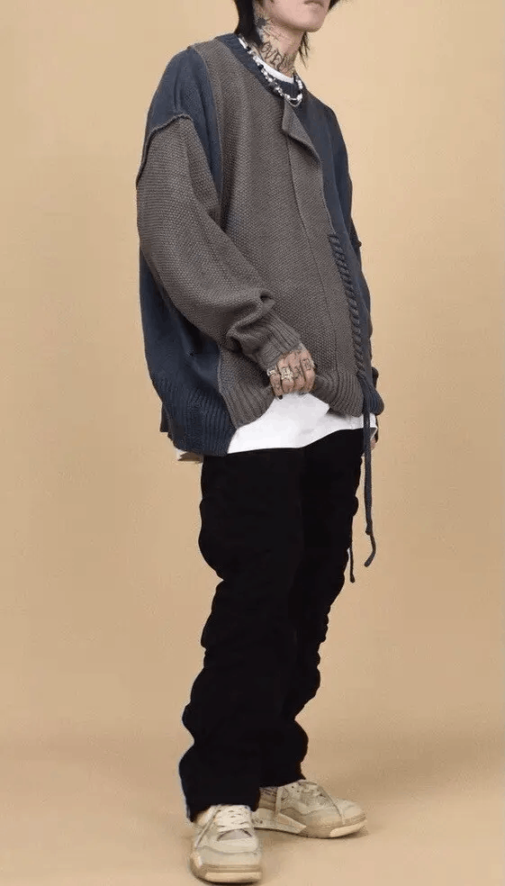 Japanese Brand × Vintage Retro punk grunge distressed patchwork knitwear sweater Size US XL / EU 56 / 4 - 3 Thumbnail