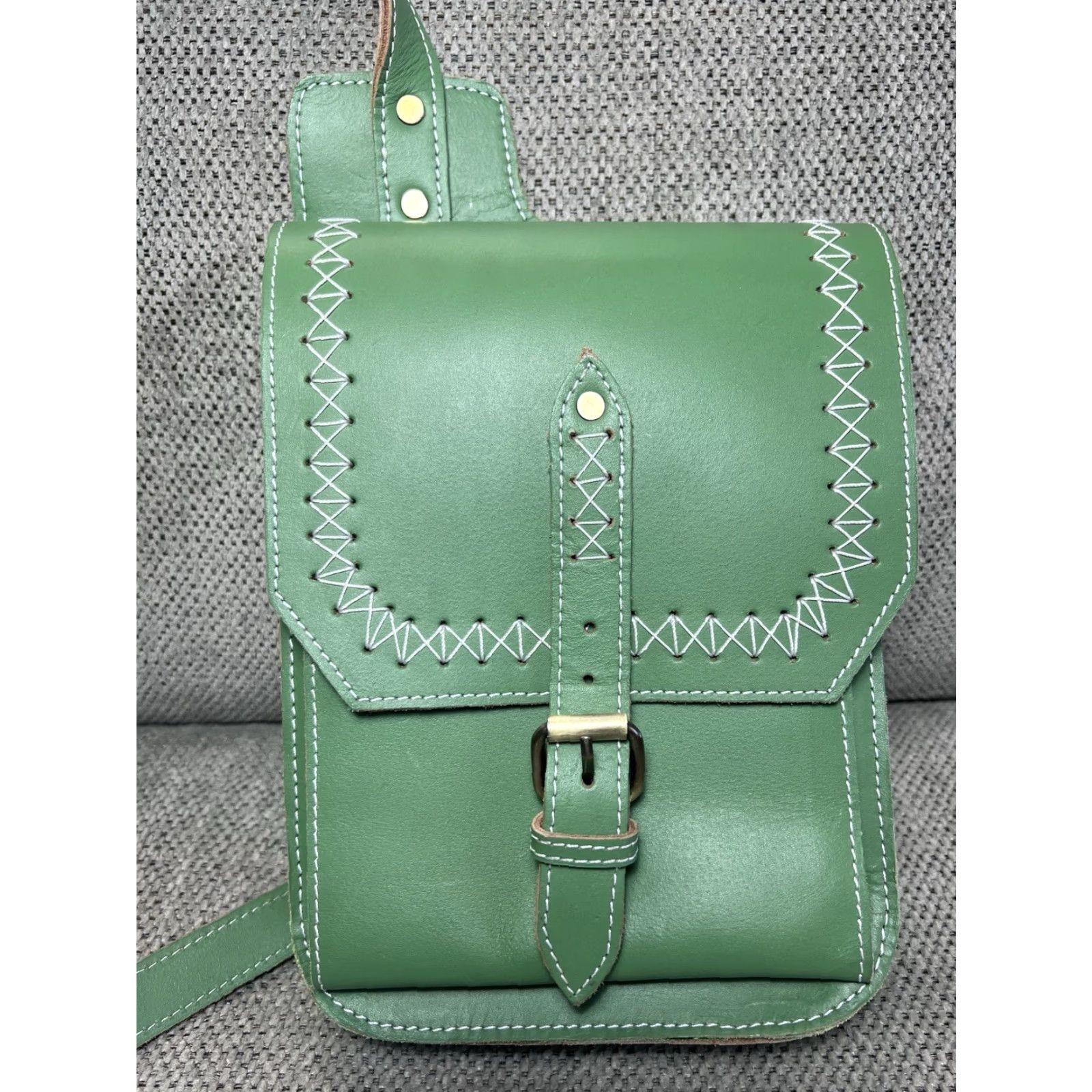 Vintage Stanley Street Lucy All Leather Crossbody Saddle Bag Embroidered Detail Size ONE SIZE - 2 Thumbnail
