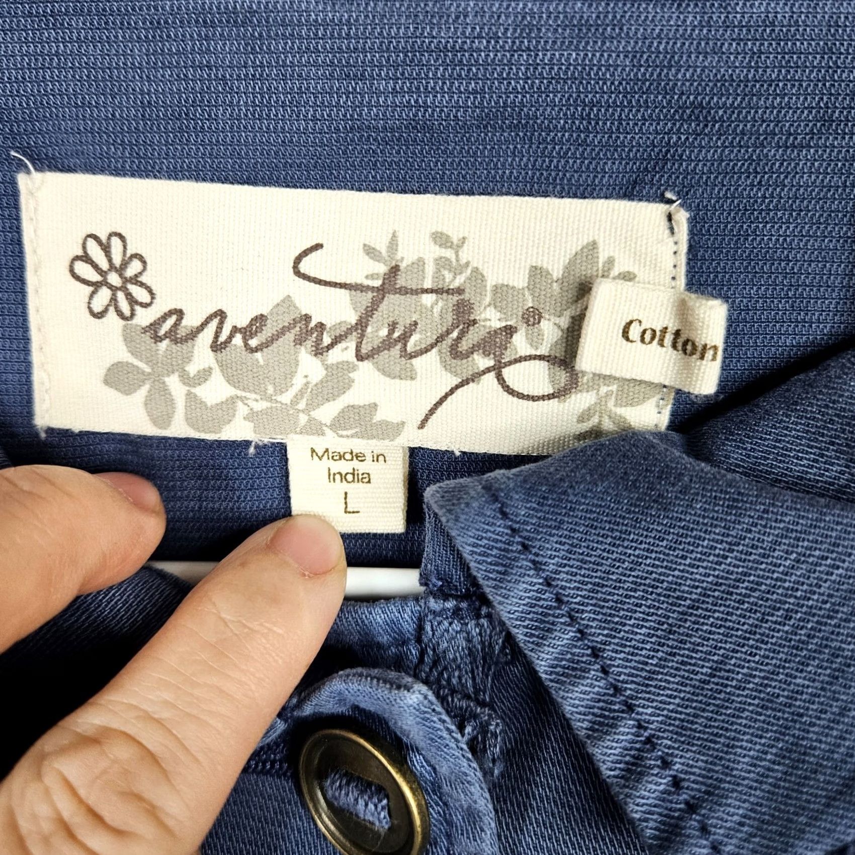 Vintage Aventura Jacket Women's Regular Size L Blue Organic Cotton Button Up Twill Coat Gear Outdoor Style Basic Jacket Size L / US 10 / IT 46 - 7 Thumbnail