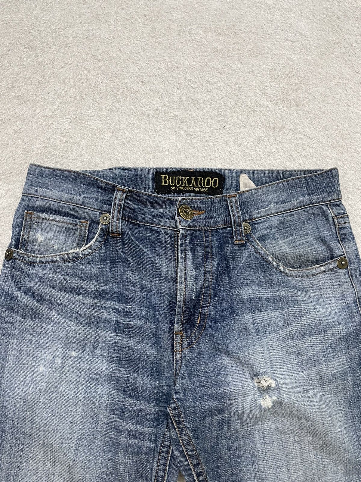 Kapital 00s Japanese Buckaroo Ripped Denim Wash Y2K Ifsix LGB Number Size US 32 / EU 48 - 4 Thumbnail