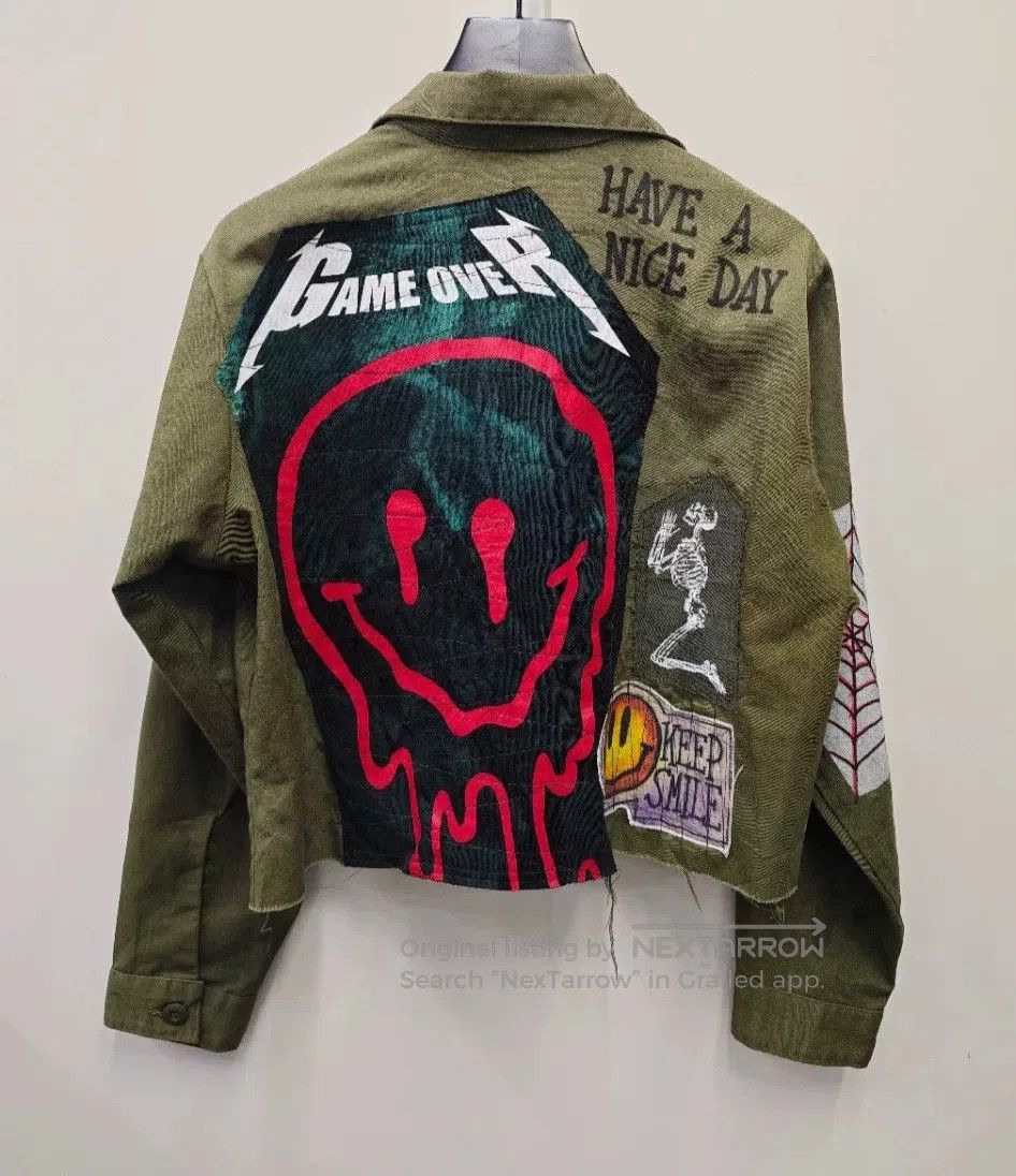 MIDNIGHT RODEO Trendy Green Short Military Jacket. Size US M / EU 48-50 / 2 - 2 Thumbnail