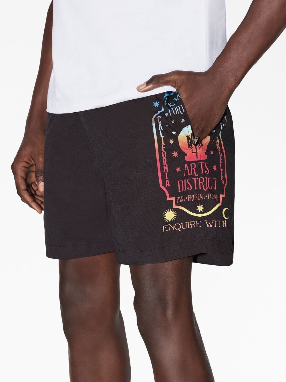 Amiri o1s1wg110825 Fortune Logo-Print Swimming Trunks Short Black Size US 36 / EU 52 - 6 Thumbnail