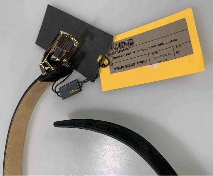 Fendi Fendi 🇮🇹 gold FF buckle black leather belt unisex 90 NEW Size 34 - 10 Thumbnail
