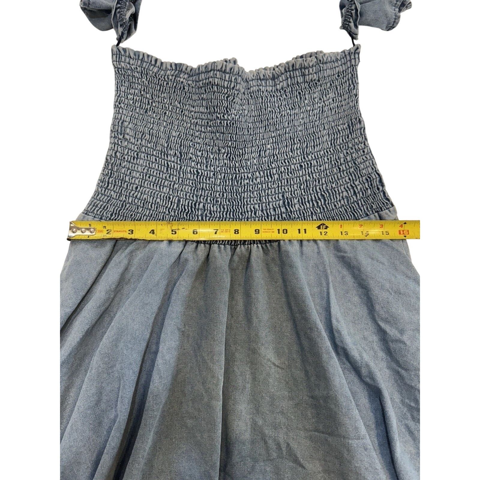 Shein SHEIN Chambray Smocked Mini Dress Womens XL Light Blue NWT Size XL / US 12-14 / IT 48-50 - 5 Thumbnail