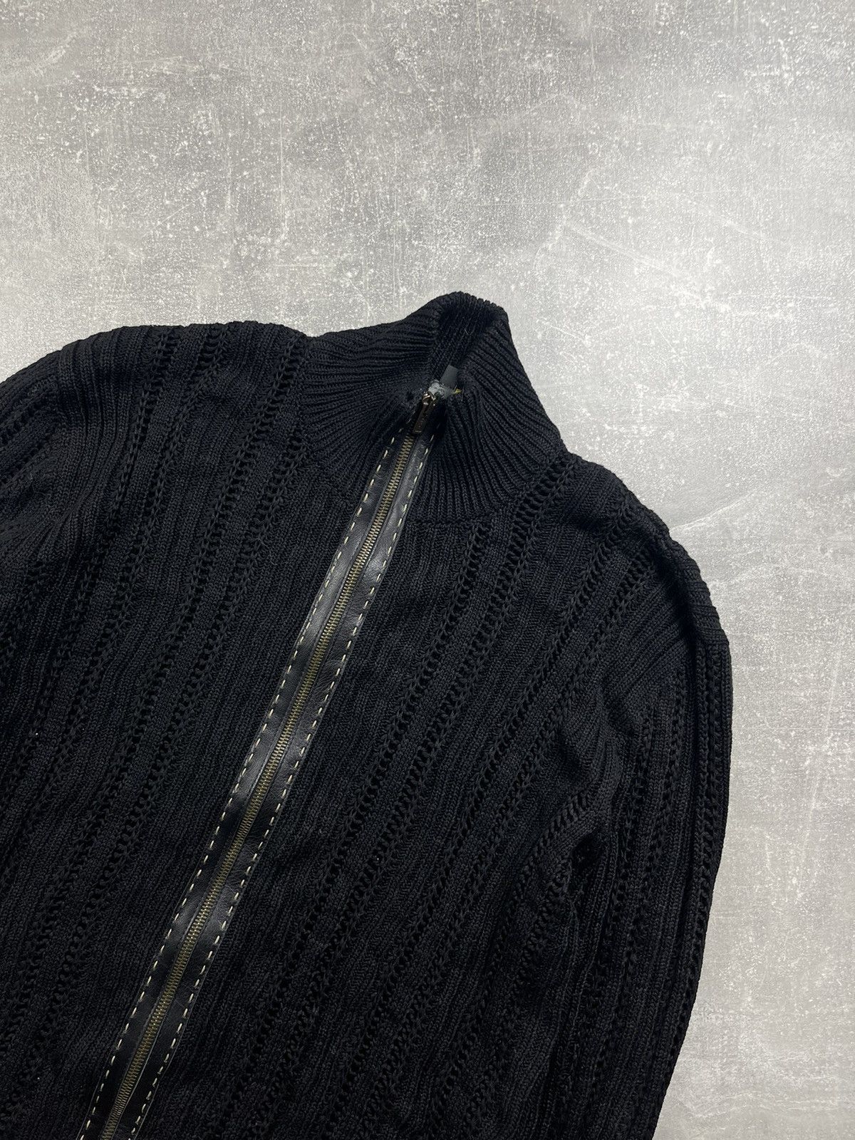 Fendi Fendi Vintage Luxury Ribbed Knit Cotton Zip Cardigan Black Size US M / EU 48-50 / 2 - 7 Thumbnail