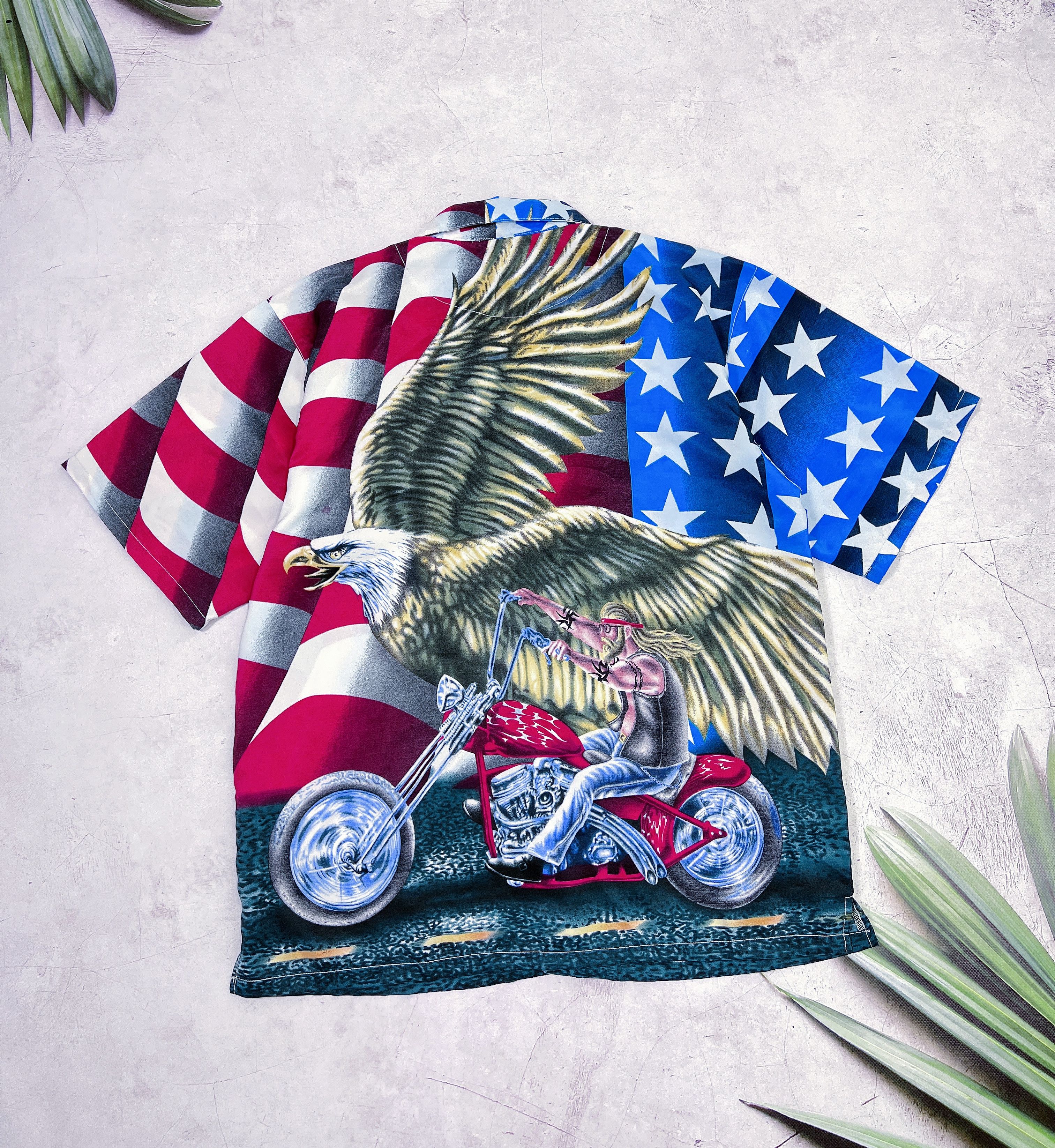 Steve And Barrys Steve and Barry's Club Shirt USA Flag & Motorcycle & Eagle Size US L / EU 52-54 / 3 - 9 Thumbnail