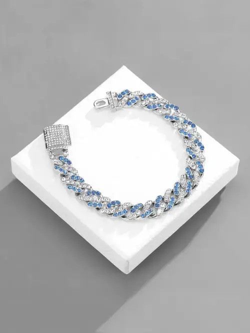 VIBE Retro Punk Rhinestone Link Bracelet Blue Size ONE SIZE - 3 Thumbnail