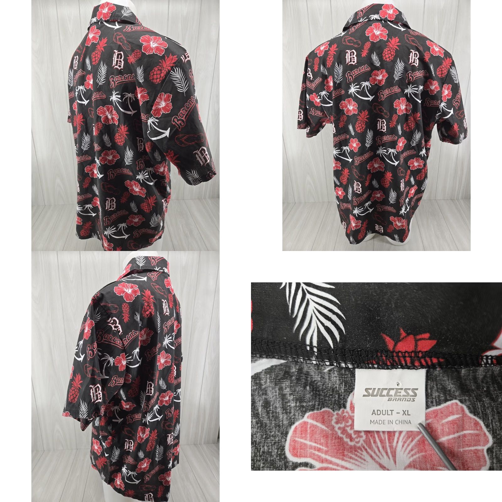 Vintage VINTAGE Birmingham Barons Hawaiian AOP Promo Button Up Shirt Size XL Success Brands Size US XL / EU 56 / 4 - 8 Thumbnail