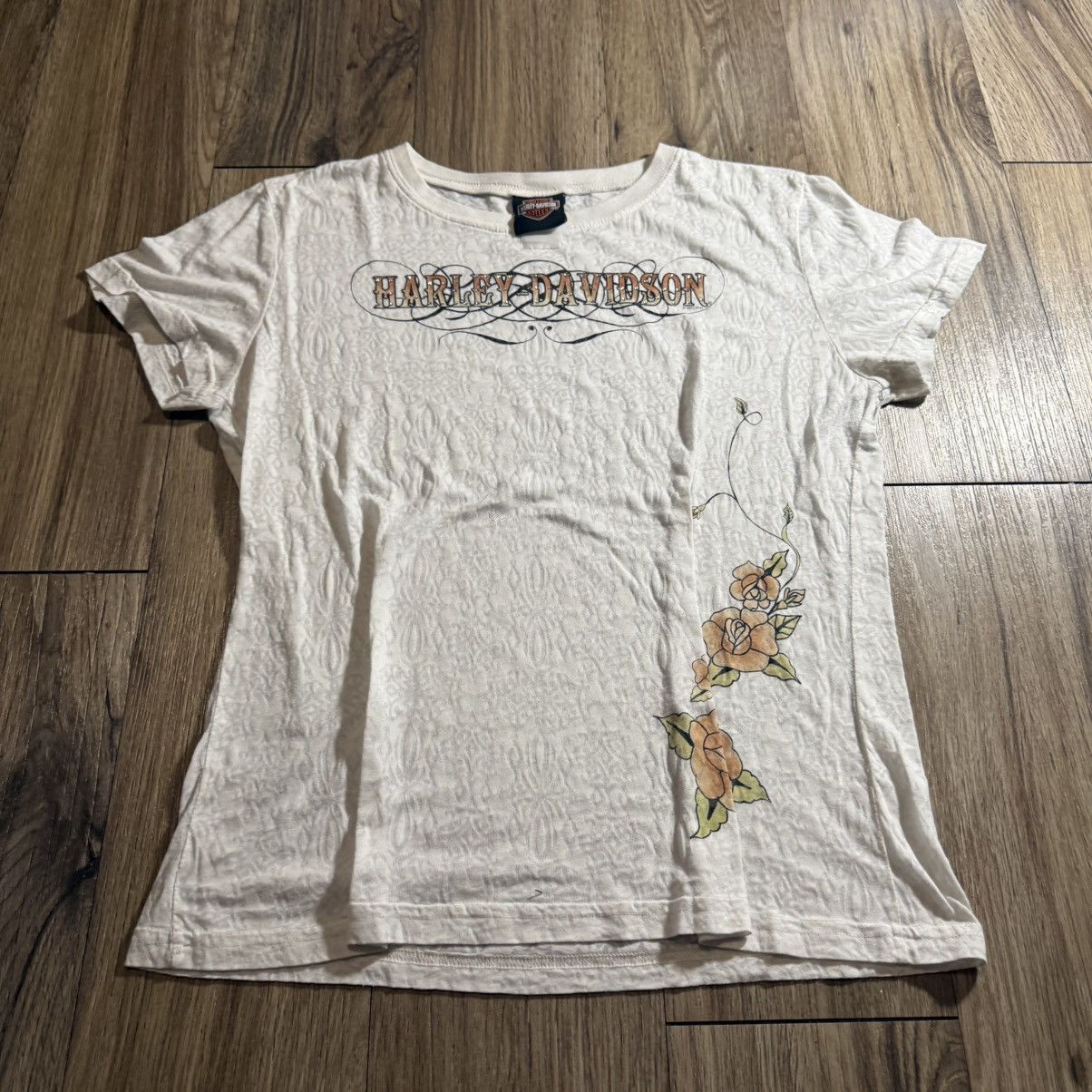 Harley Davidson Vintage Y2K/2000s Grunge White Cute Harley Davidson Top! Size M / US 6-8 / IT 42-44 - 1 Thumbnail