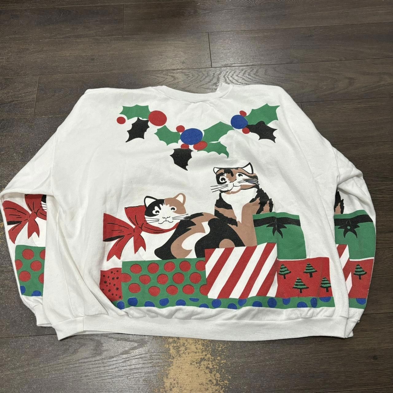 Designer vintage Christmas cats crewneck sweatshirt S/M 90s Size US M / EU 48-50 / 2 - 5 Thumbnail