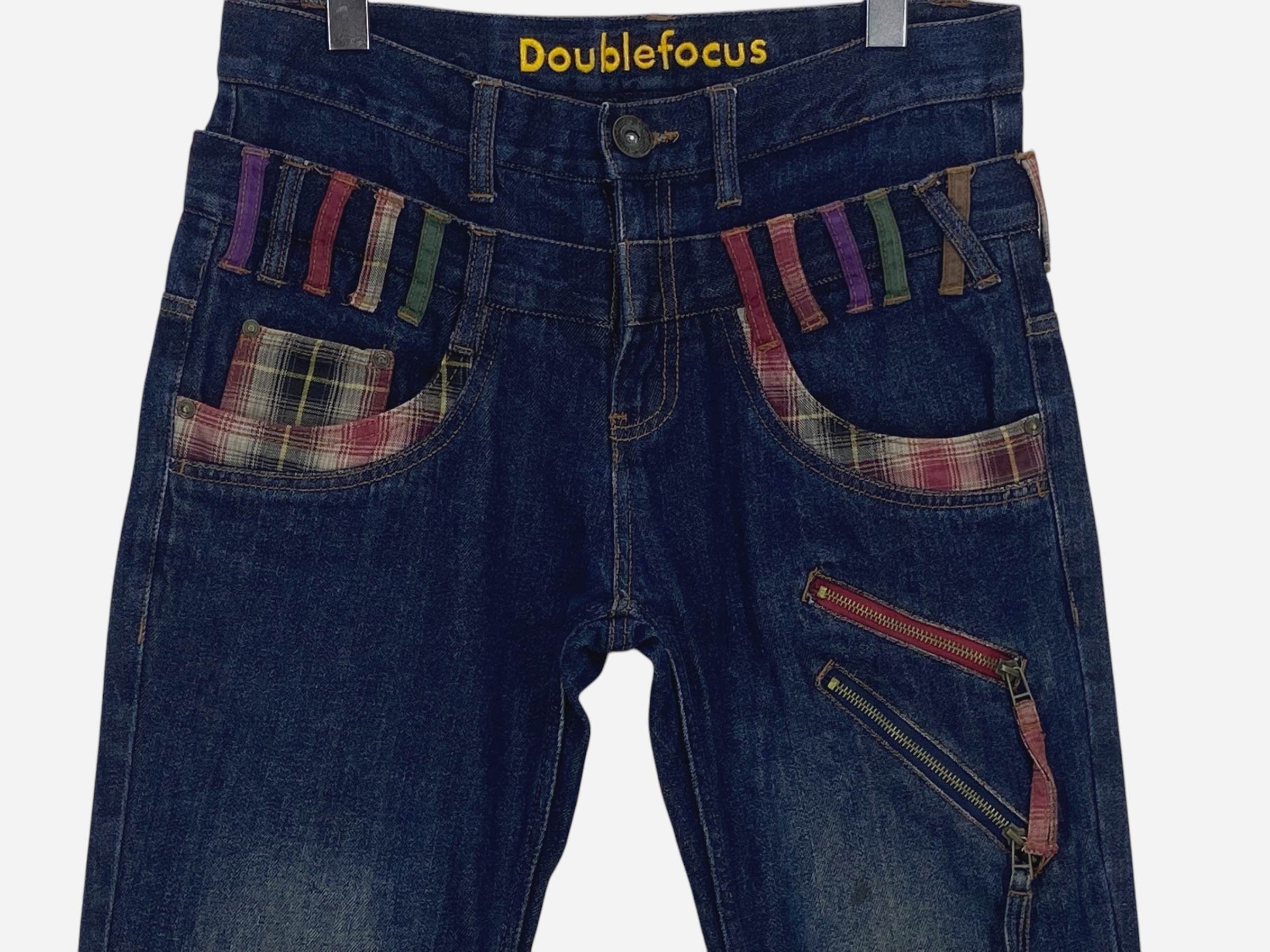 Japanese Brand Double Focus Double Waist Light Wash Denim Size US 31 - 4 Thumbnail
