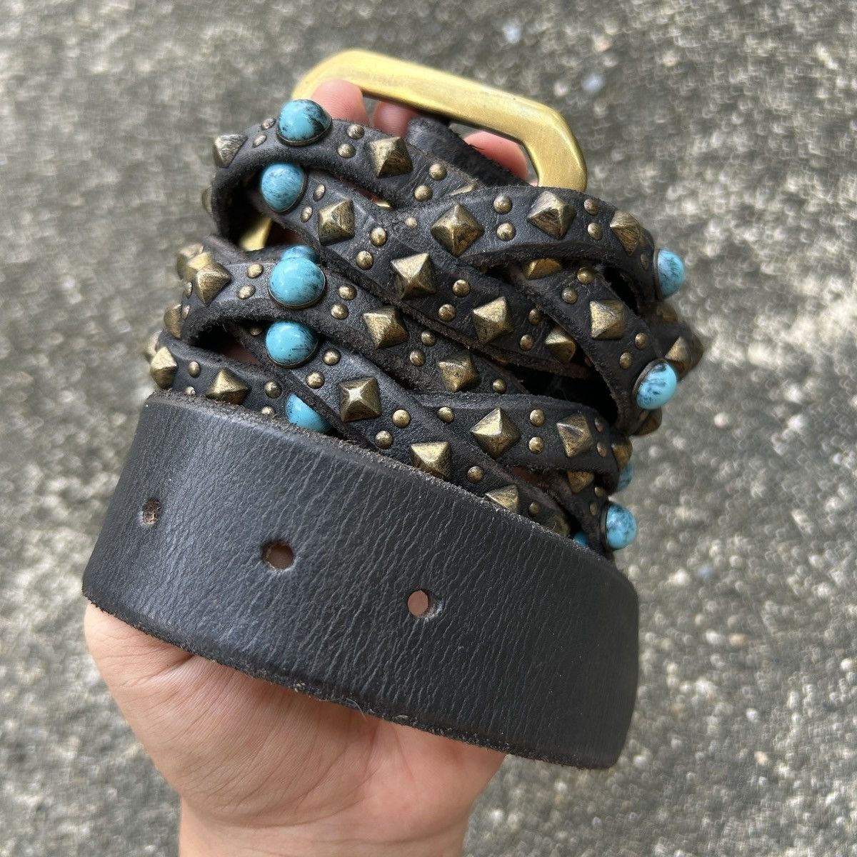 Vintage Vintage studded leather belt (Kapital Style) Size ONE SIZE - 1 Thumbnail