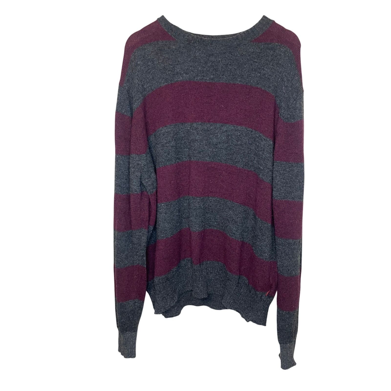 Izod IZOD Wool Blend Grey Purple Striped Crew Neck Sweater XXL Size US XXL / EU 58 / 5 - 10 Thumbnail