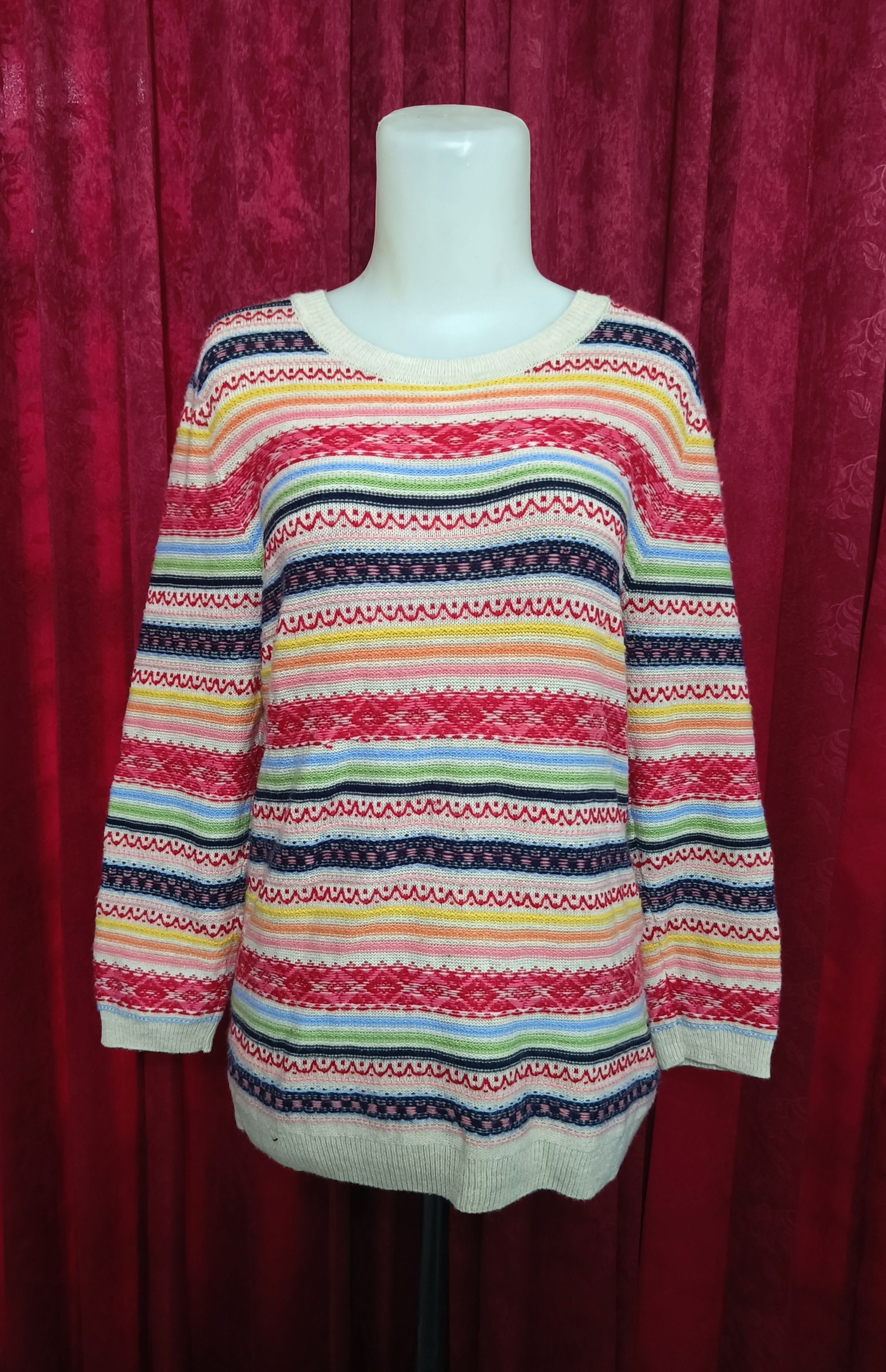 Talbots Vintage 90s TALBOTS Women's Ethnic Striped Long Knit Sweater Size M / US 6-8 / IT 42-44 - 7 Thumbnail