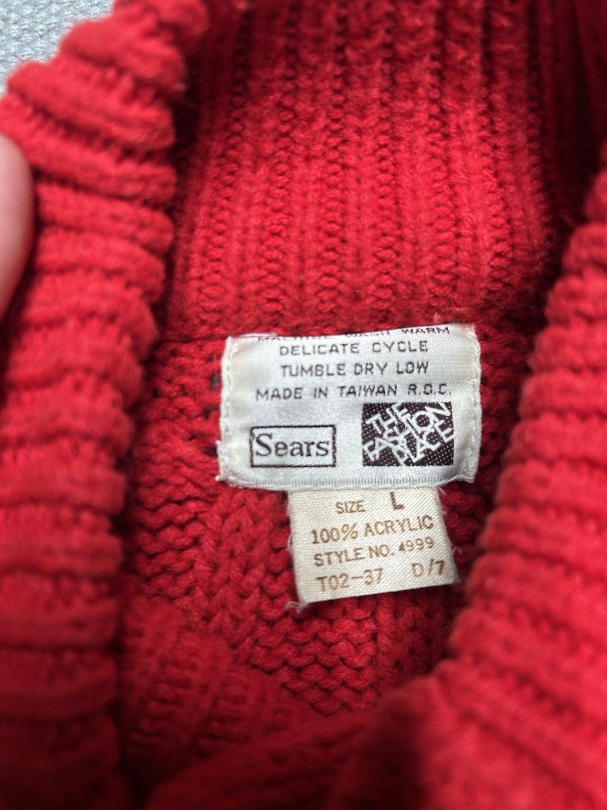 Vintage 70s button front sweater acrylic Sears cable knit women’s L Size L / US 10 / IT 46 - 4 Thumbnail