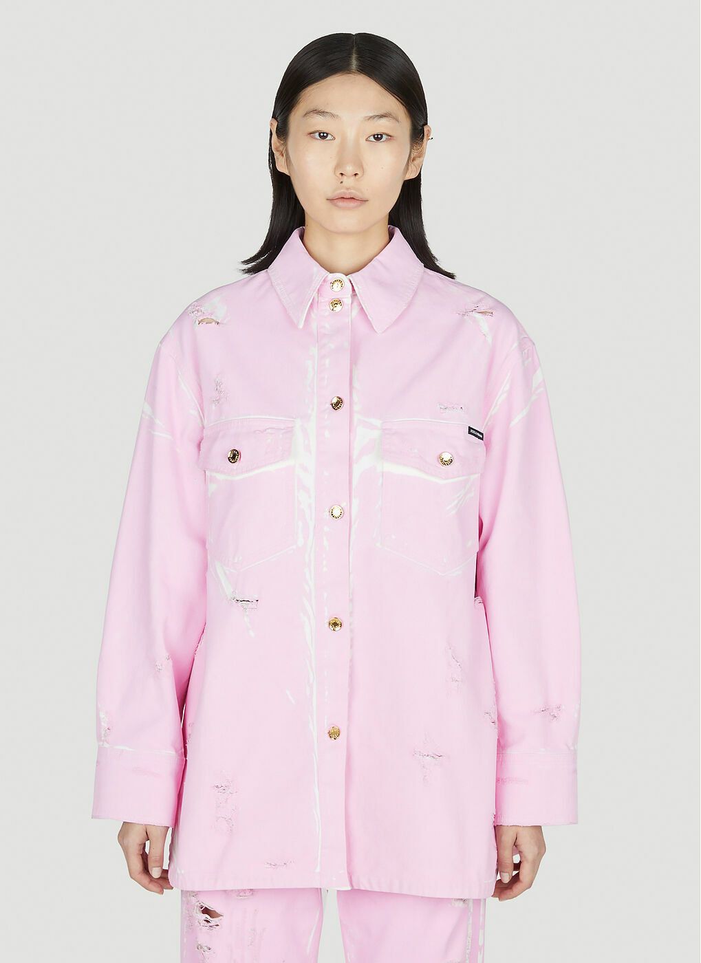 Dolce & Gabbana o1y0925 Denim Shirt in Pink Size M / US 6-8 / IT 42-44 - 1 Thumbnail