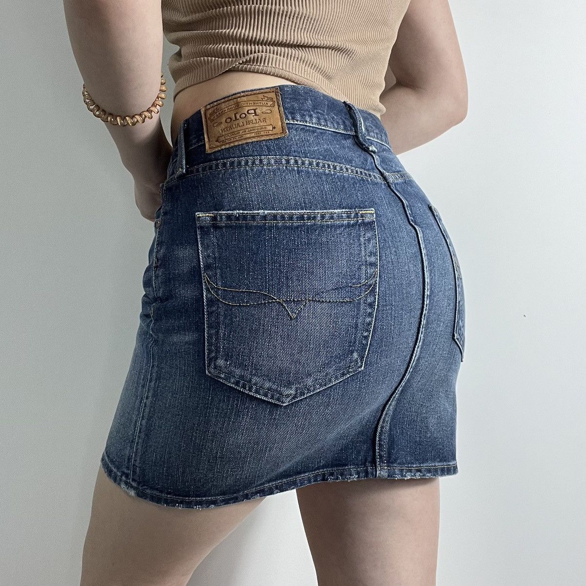 Japanese Brand × Polo Ralph Lauren × Ralph Lauren Vintage Jeans Polo Ralph Lauren distressed Denim mini skirt Size 33" - 1 Thumbnail