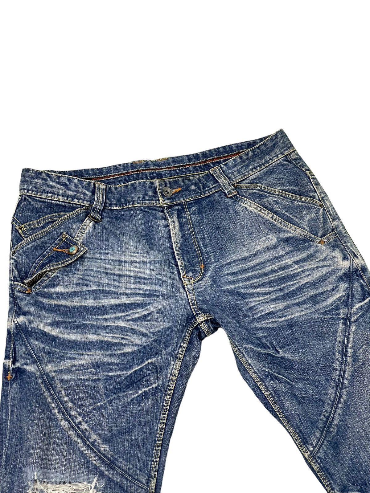 Japanese Brand Flare Jeans Nicole Club Distress Low Rise Boot Cut 7🟦1 Size US 35 - 8 Thumbnail