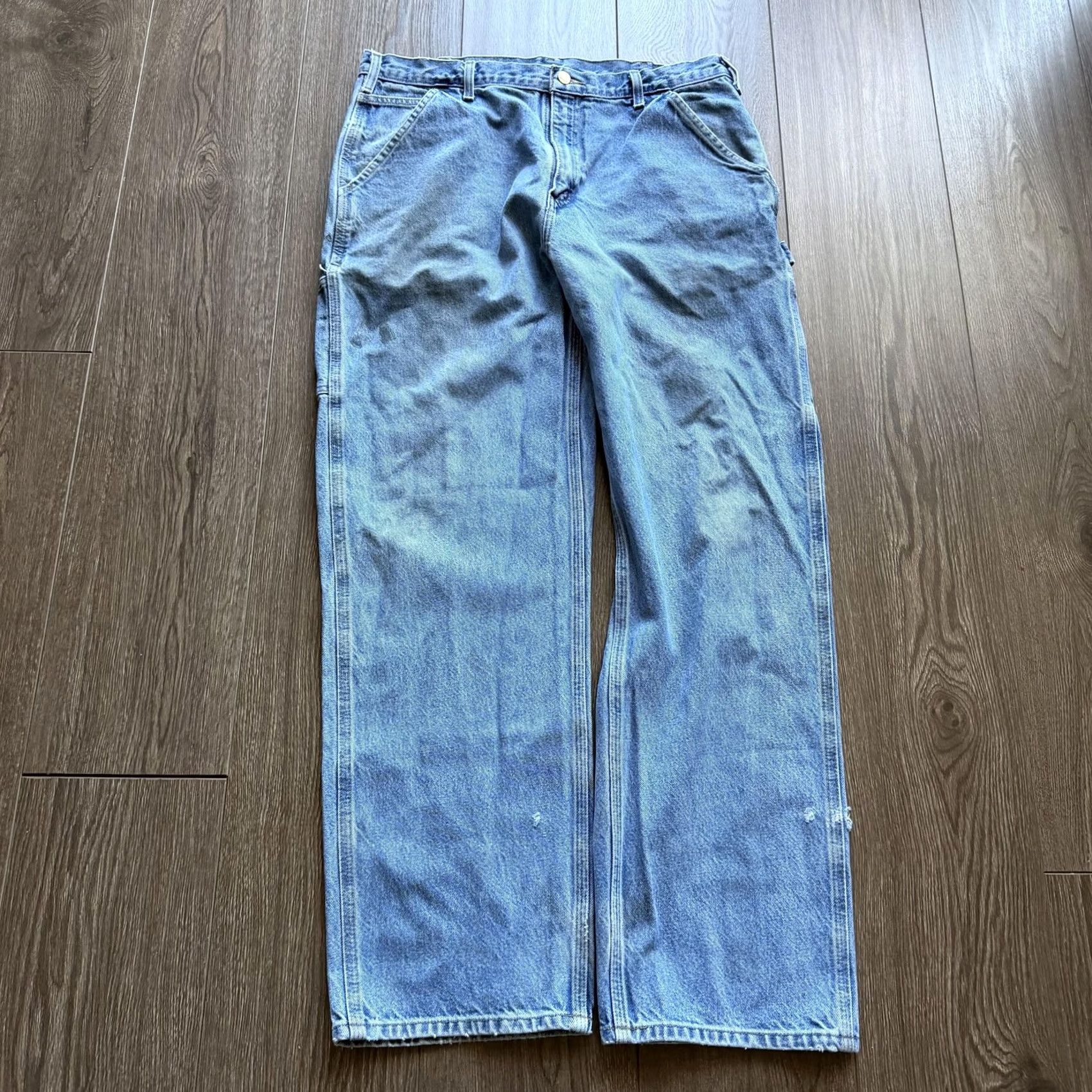 Carhartt VINTAGE Carhartt Jeans Mens 36x32 Blue Carpenter Baggy Denim Workwear Distressed Size US 36 / EU 52 - 4 Thumbnail