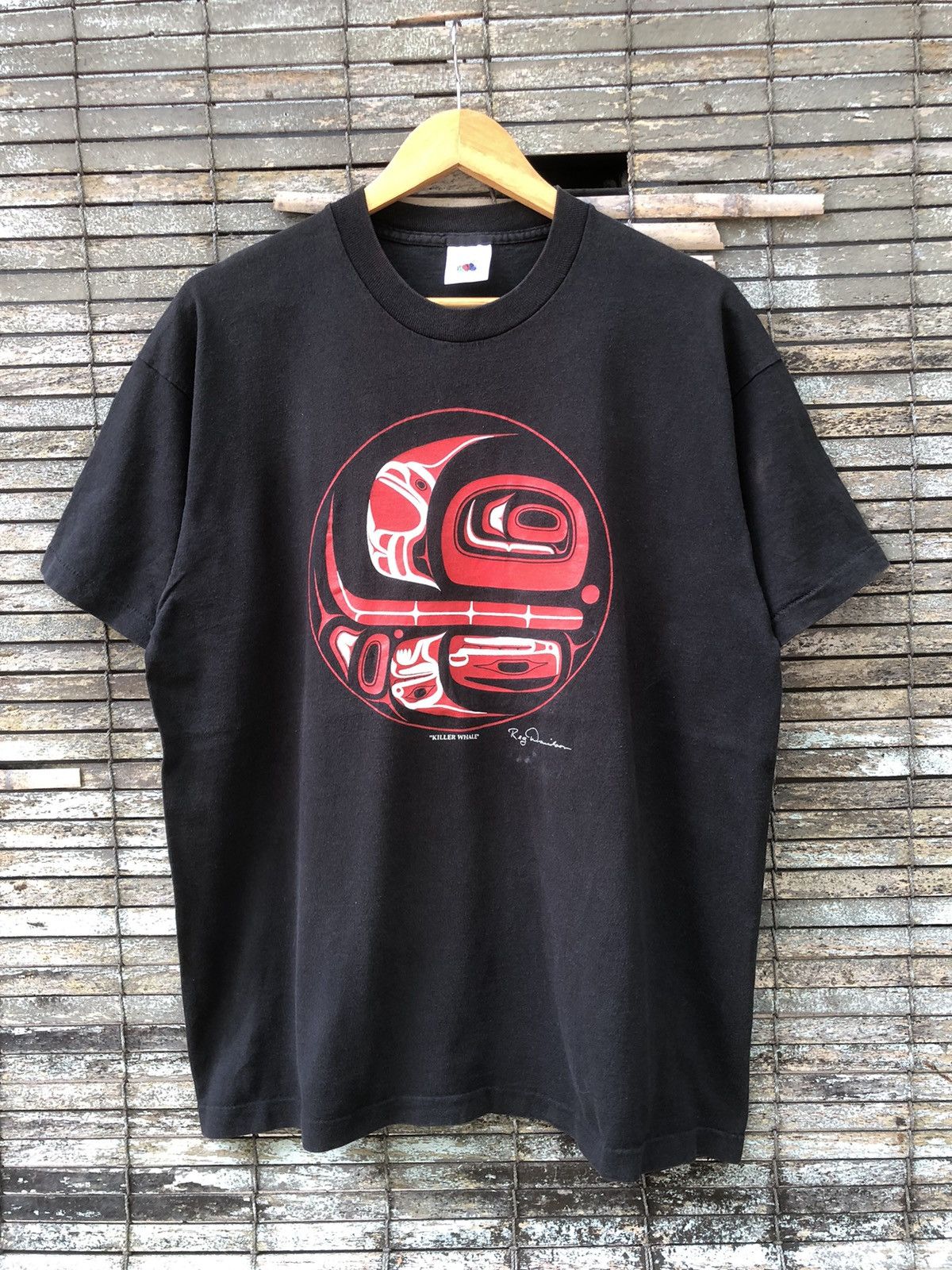 Fruit Of The Loom × Vintage Vintage 90s Sunfaded Killer Whale By Reg Davidson Art Tee Size US XL / EU 56 / 4 - 1 Thumbnail