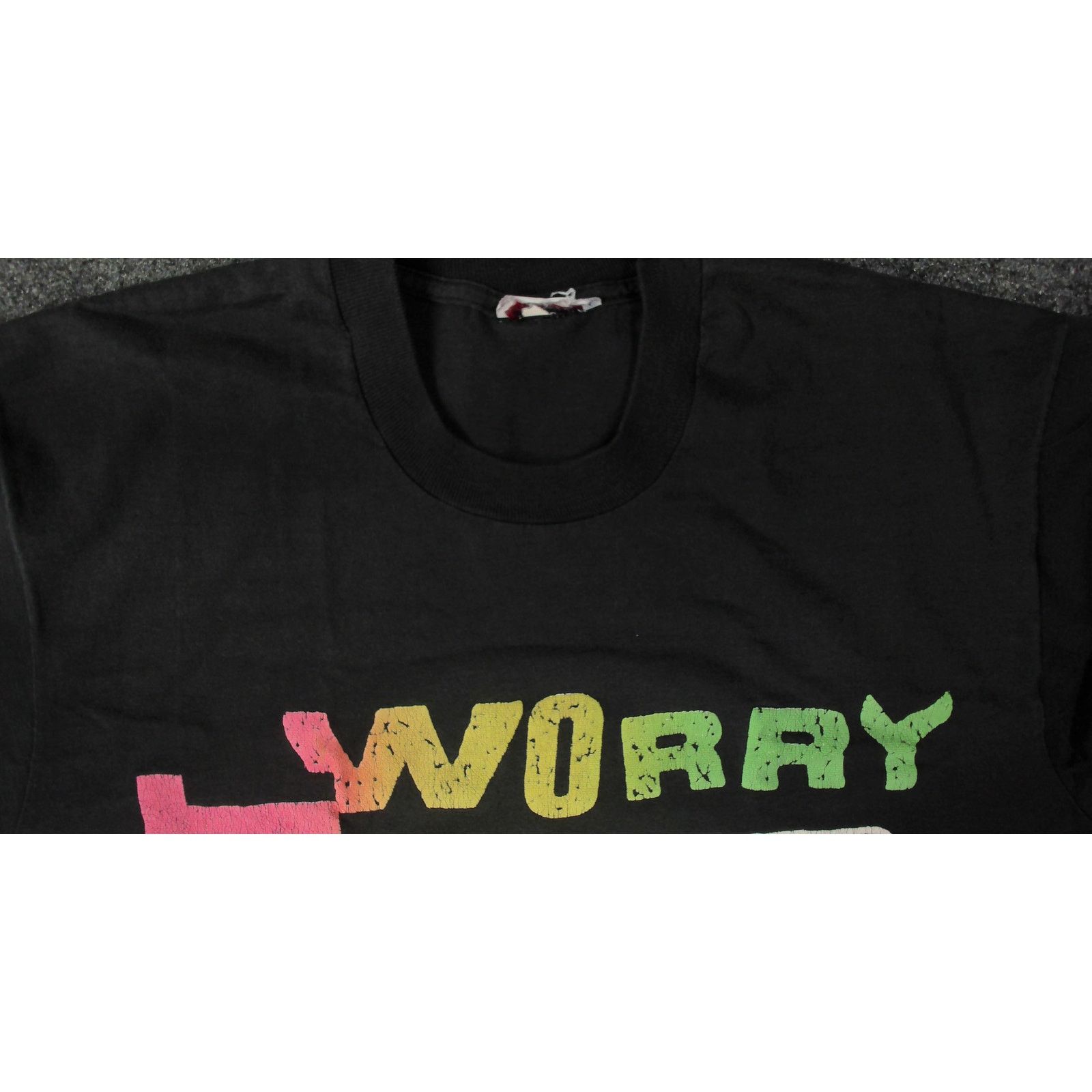 Vintage 90s Dont Worry B Happy Neon Smiley Single Stitch Tee XL Size US XL / EU 56 / 4 - 6 Thumbnail