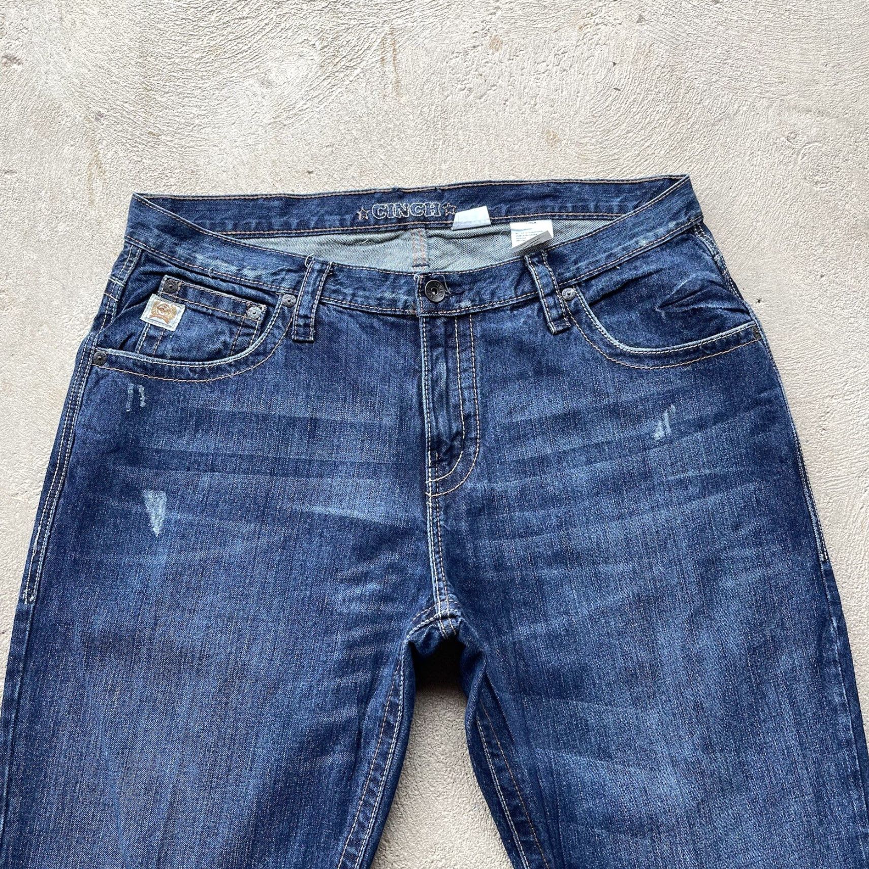 Cinch Mens Jeans 38x36 Bootcut Denim Cotton Relaxed Fit Western Cowboy Logo Casual