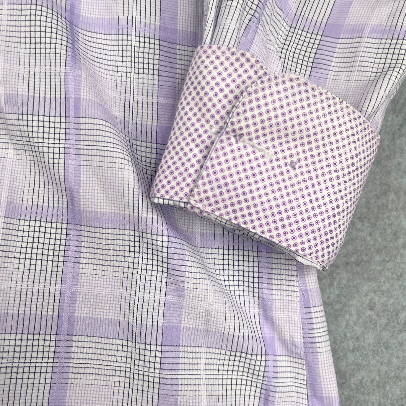 BUGATCHI BUGATCHI UOMO Shirt Large Purple Plaid Button-Up Long Sleeve Mens Size US L / EU 52-54 / 3 - 2 Thumbnail