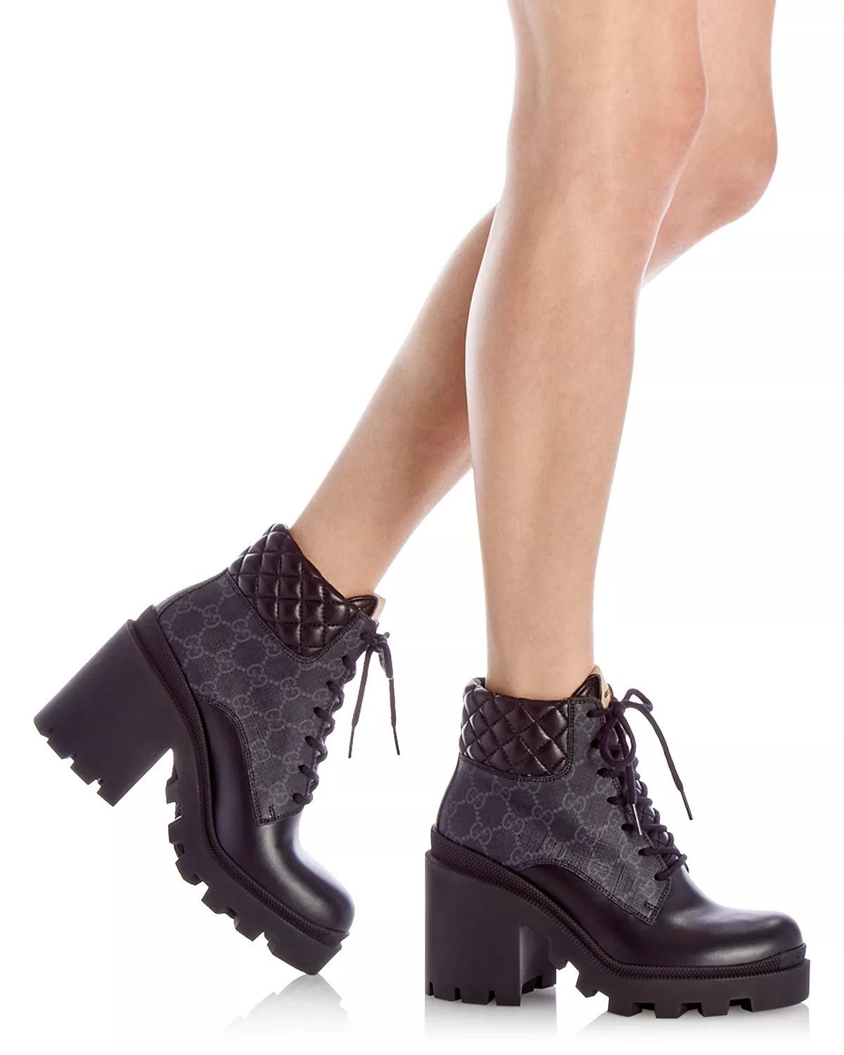 Gucci o1s1wg110225 Women's GG Ankle Boots in Black Size US 10 / IT 40 - 2 Thumbnail