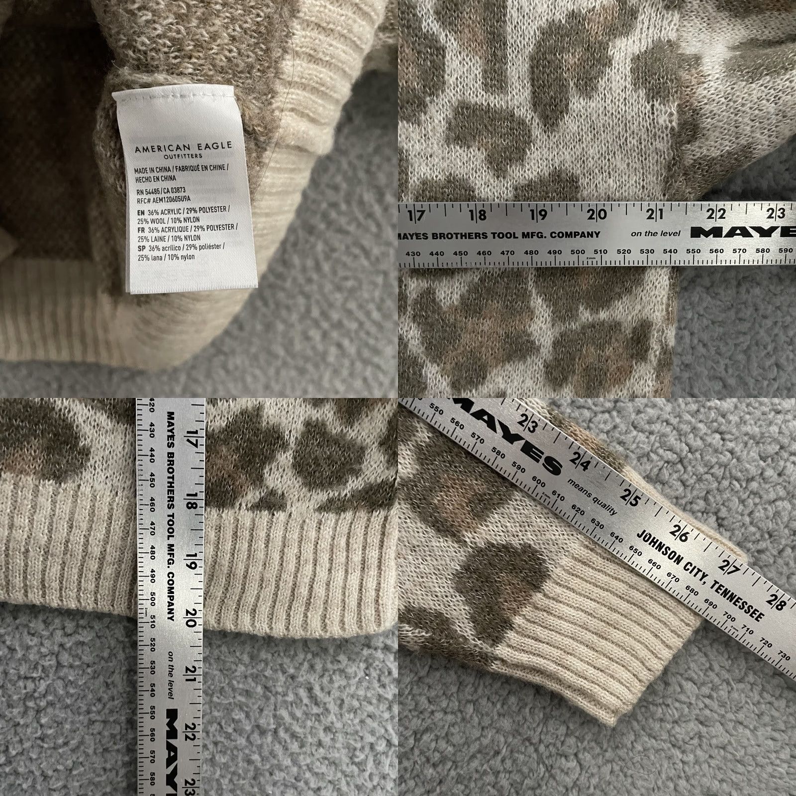 American Eagle Outfitters American Eagle Womens Sweater Size Small Beige Multicolor Animal Print Cropped Size S / US 4 / IT 40 - 8 Thumbnail