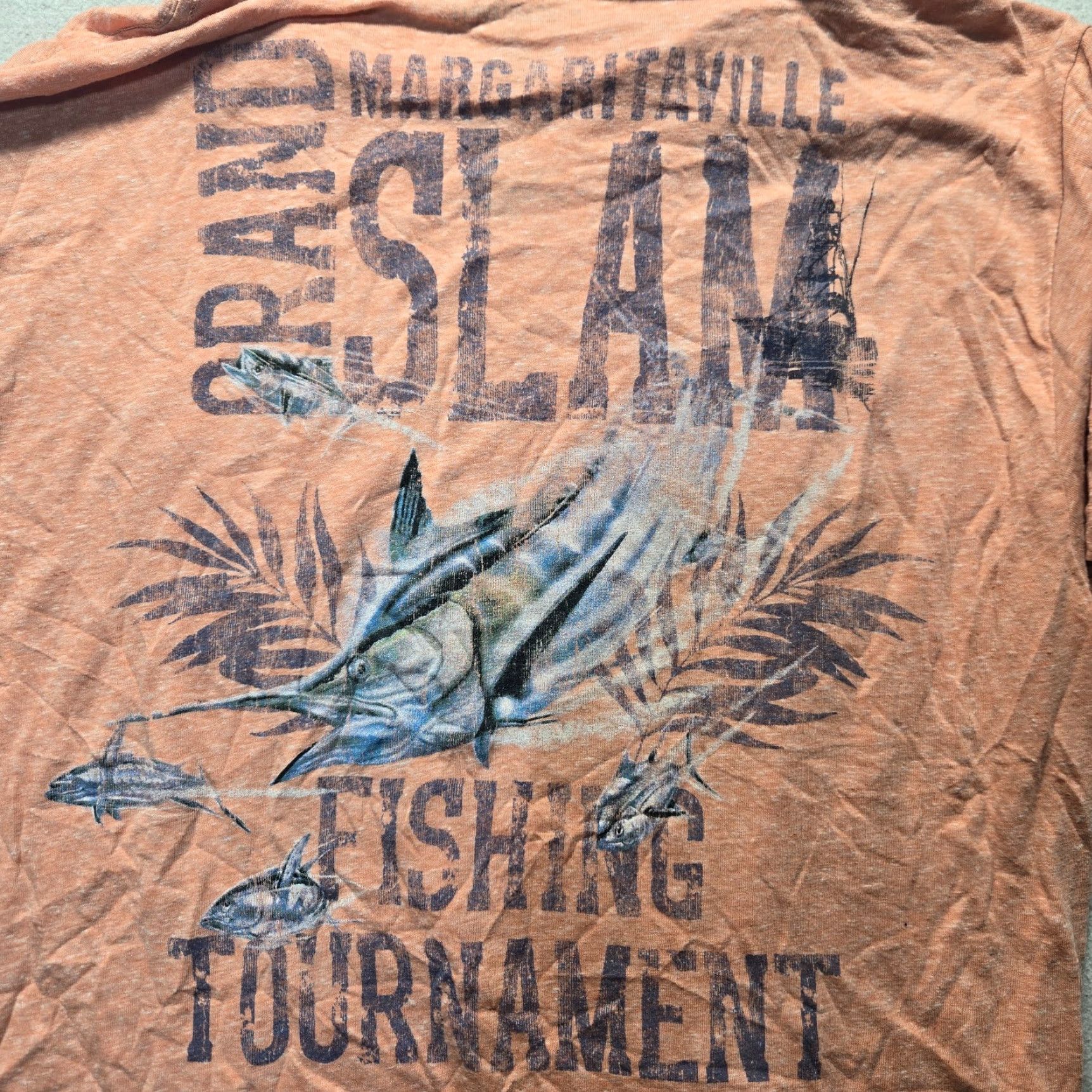 Vintage Margaritaville Shirt T-Shirt Men L Peach Pocket Grand Slam Fishing Tournament Adult Mens 90s Beach Fish Size US L / EU 52-54 / 3 - 2 Thumbnail