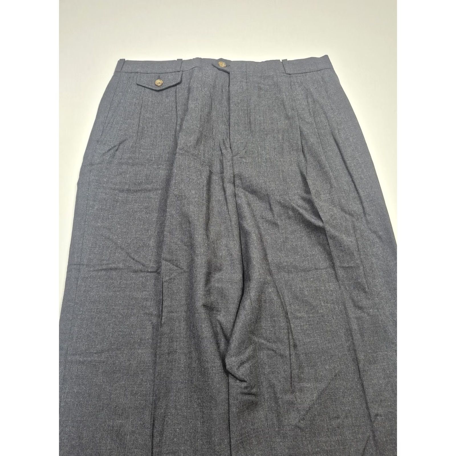 Vintage VINTAGE Racquet Club Dress Pants Mens 34x36 Gray Wool Pleated Straight Flannel Size US 34 / EU 50 - 2 Thumbnail