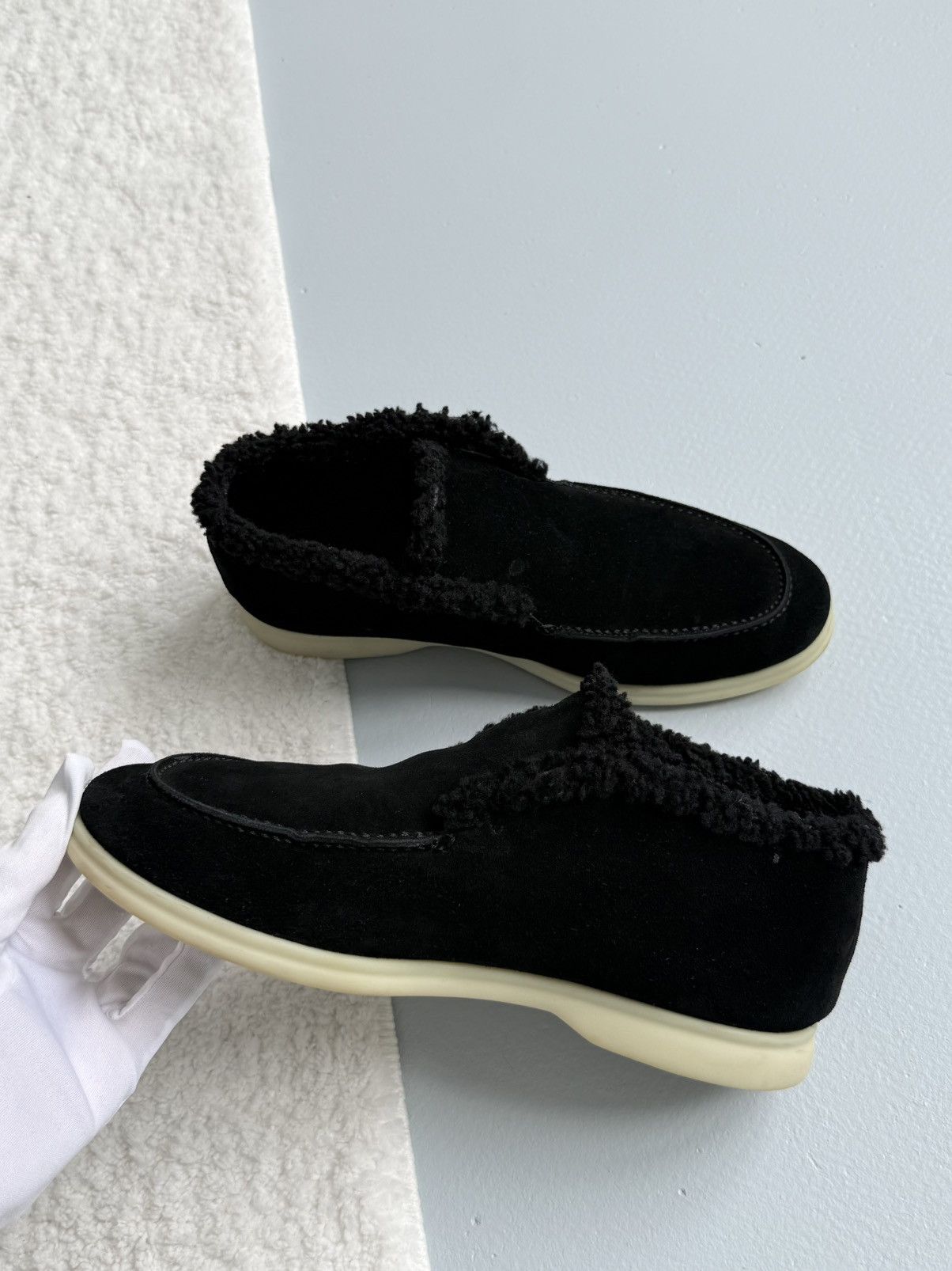 Loro Piana Loro Piana Open Walk Suede Shearling Loafers Black Size US 10 / EU 43 - 8 Thumbnail