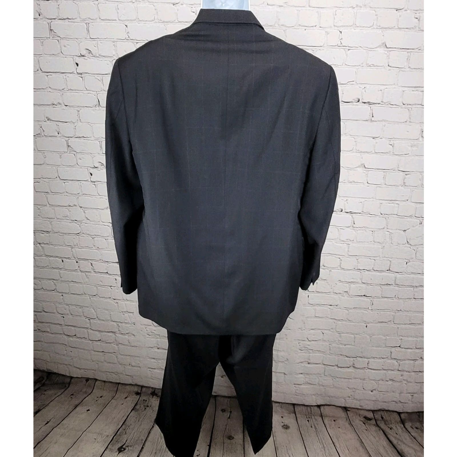 Cremieux Daniel Cremieux Navy Check 100% Wool Suit Full Set Jacket 44R Pants 37x29 USA Size 44R - 2 Thumbnail