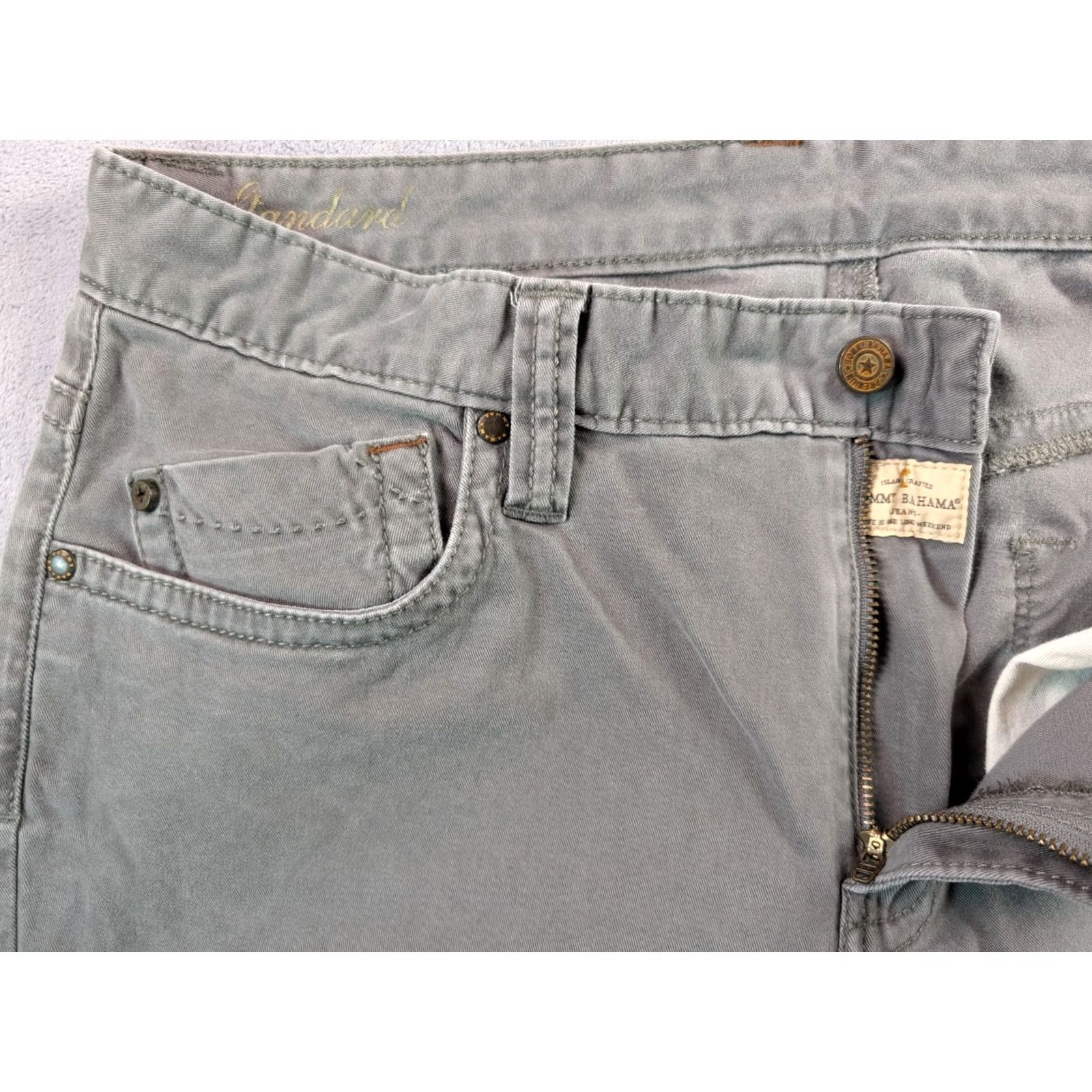 Tommy Bahama Tommy Bahama Boracay 5 Pocket Chino Pants Men 34X33 Gray Stretch Flat Front Slim? Regular fits Size US 35 - 4 Thumbnail