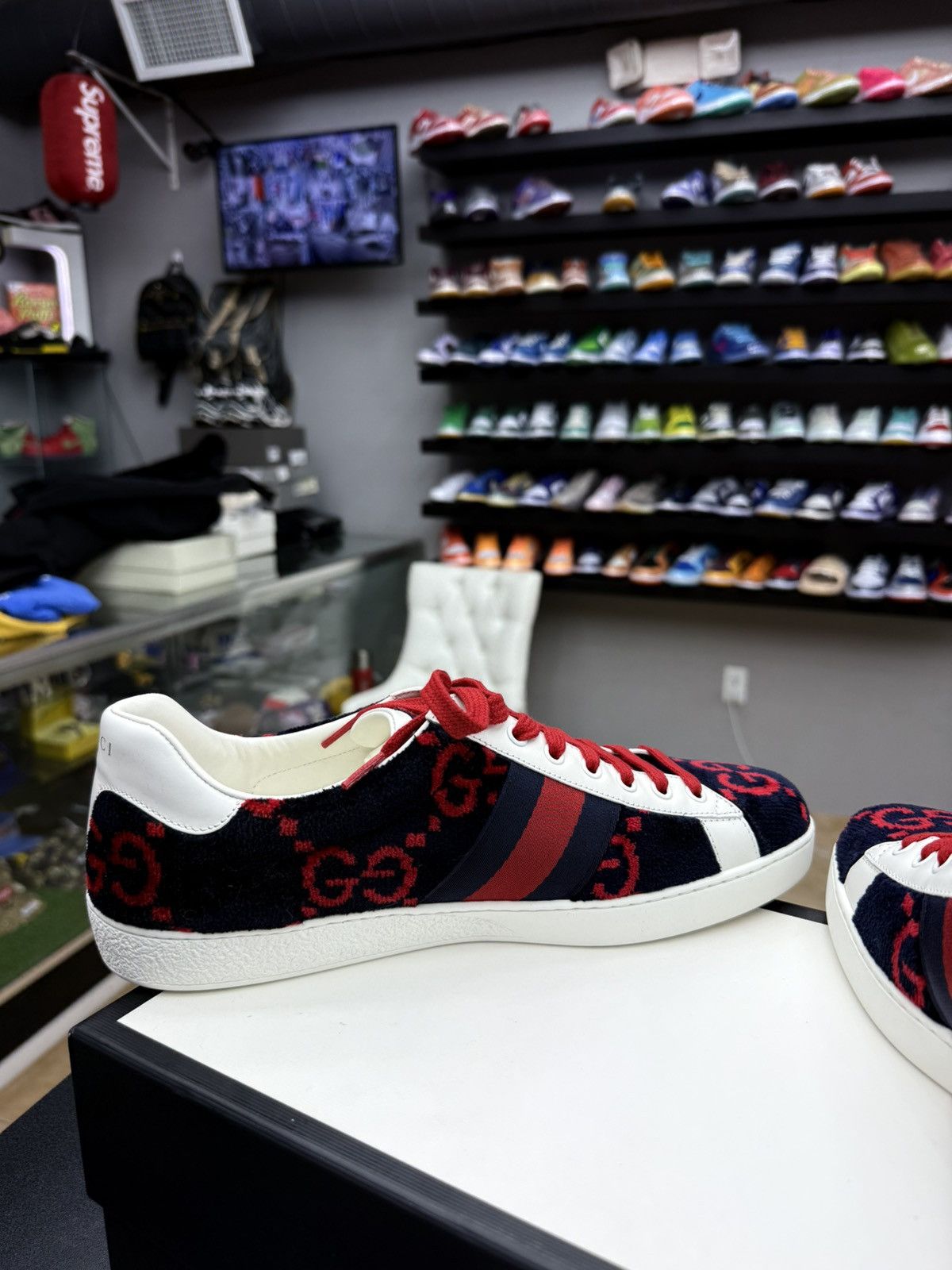 Gucci Gucci Ace GG Logo Terry Cloth Navy Velvet SZ 9.5 G / 10 Us Size US 10 / EU 43 - 14 Thumbnail