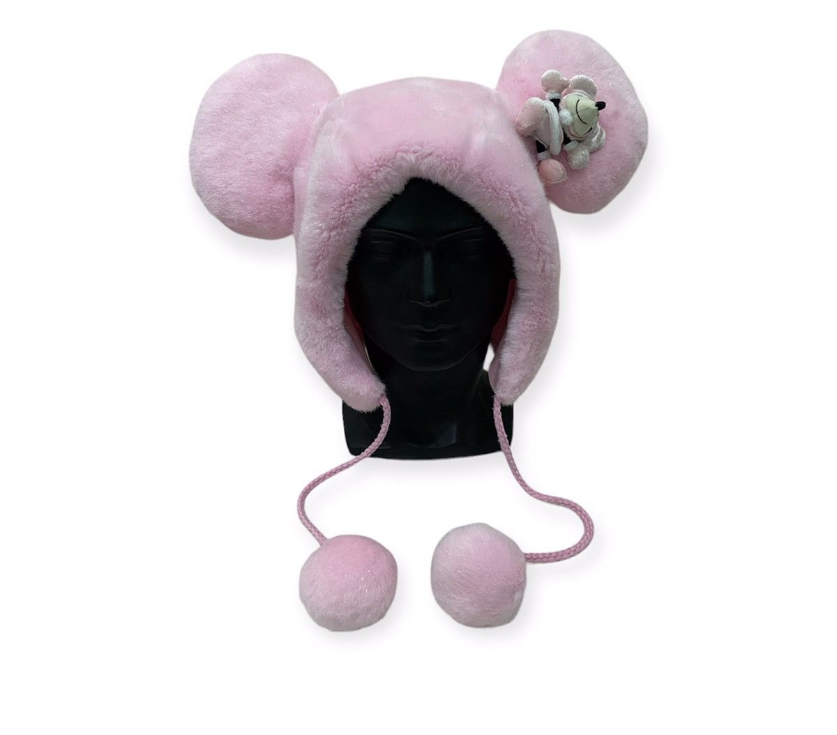 image of Disney Minnie Mouse Bunny Horn Earflap Fleece Beanie Hat in Pink, Men's