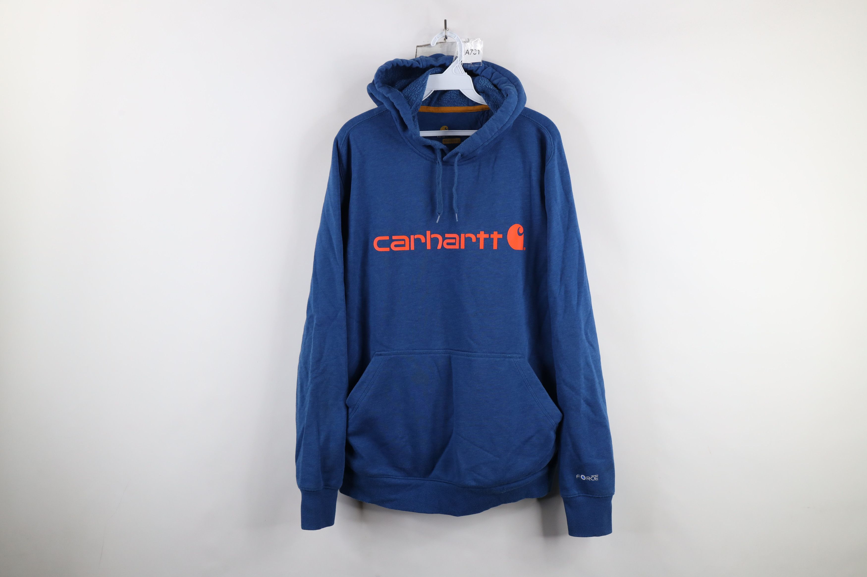 Carhartt × Vintage Vintage Y2K Carhartt Spell Big Logo Hoodie Sweatshirt Blue Size US L / EU 52-54 / 3 - 1 Thumbnail