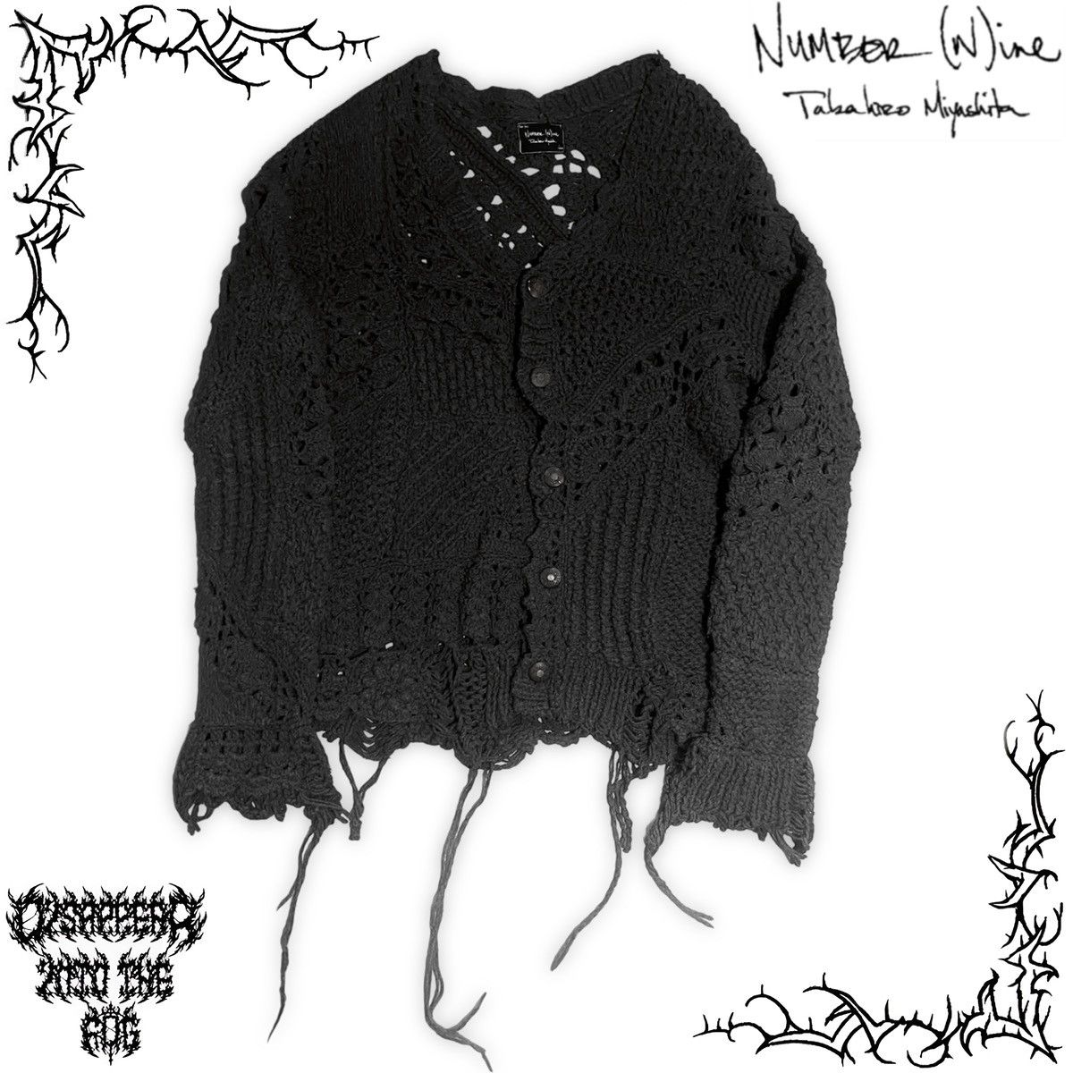 Number (n)ine 06AW NOIR期　cardigan Number (N)ine AW06 “NOIR” Wool Knitted Cardigan – DRIEW