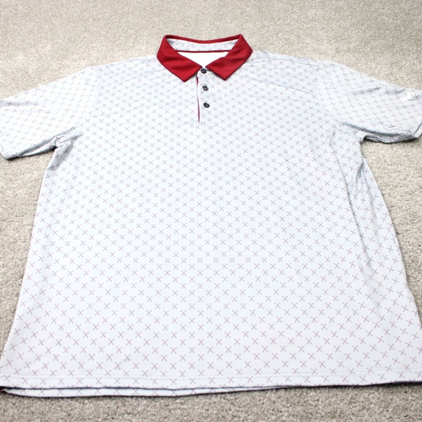 Vintage Maelreg Polo Shirt Mens XL Gray/Red Golf Club All Over Print S/S Shirt Polo Stadium Sports Shirt Mens XL Gray/Red 90s Size US XL / EU 56 / 4 - 3 Thumbnail