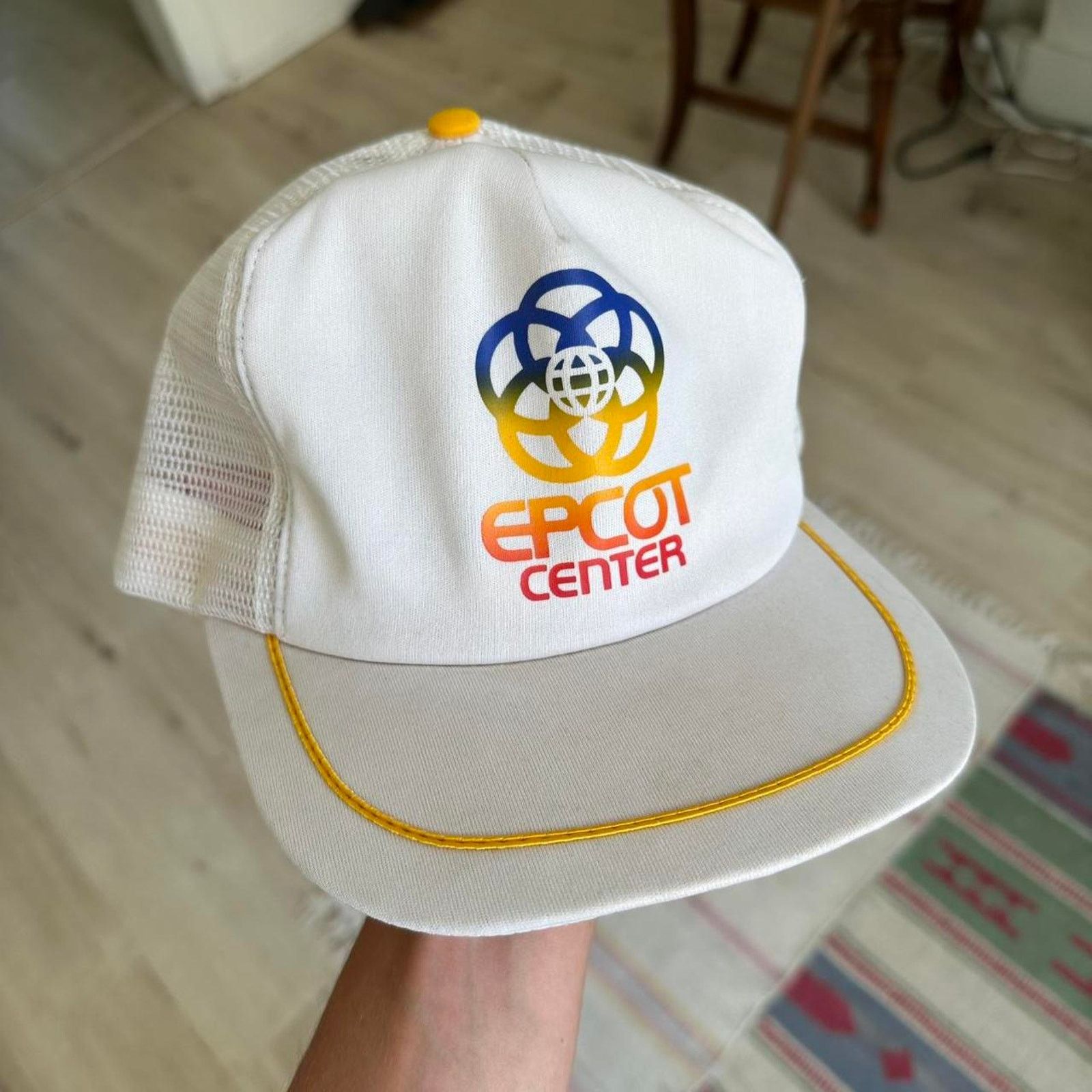 Disney × Vintage Vintage 80s Disney Epcot Center White mesh Trucker Hat Cap Size ONE SIZE - 1 Thumbnail