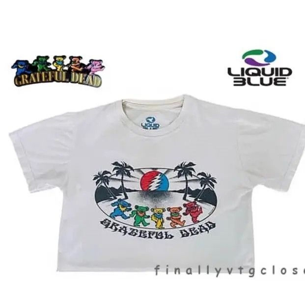 Grateful Dead GRATEFUL DEAD Liquid Blue Cropped Top Baby Tee Size XS / US 0-2 / IT 36-38 - 1 Thumbnail