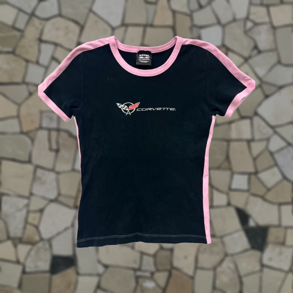 Logo 7 VINTAGE Corvette Logo Black & Pink Ringer T-Shirt Size L / US 10 / IT 46 - 1 Thumbnail
