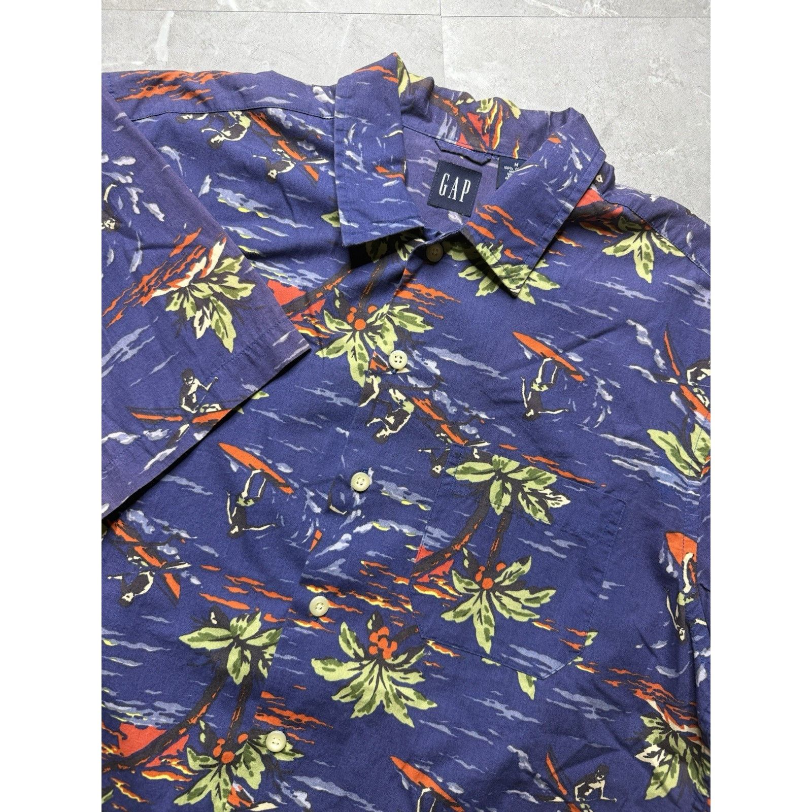 Gap Vintage 90s GAP Surfer AOP Purple Button Down Shirt Size US M / EU 48-50 / 2 - 1 Thumbnail