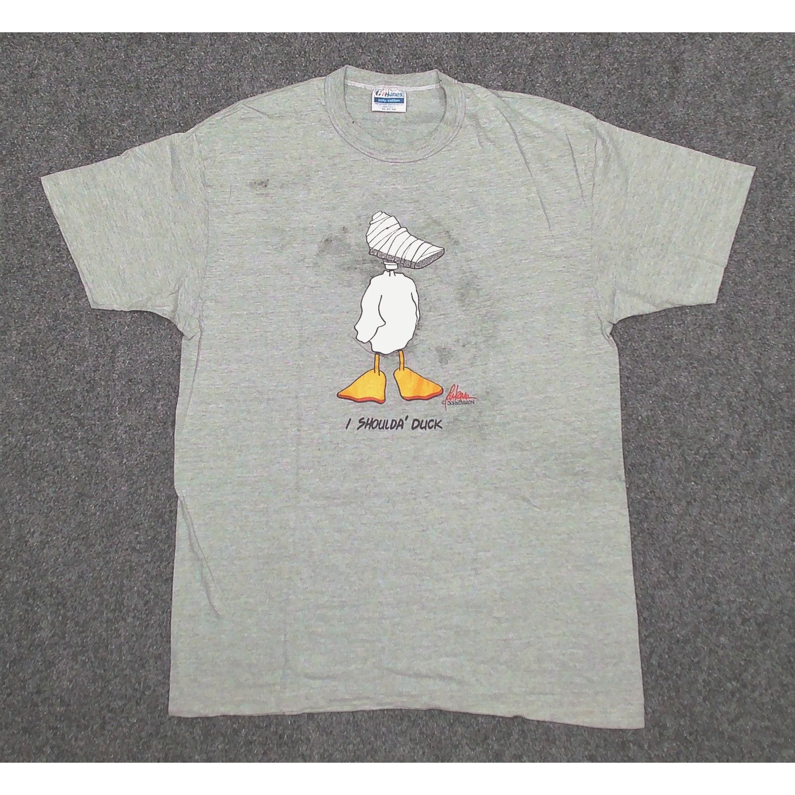 Hanes Hanes VTG 80s John Baron I Shoulda Duck Single Stitch Tee Size US L / EU 52-54 / 3 - 3 Thumbnail