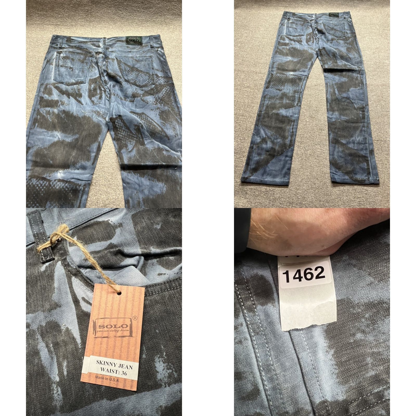 Vintage VTG 90s Solo Semore Black Blue Skinny Jeans Men’s 36x32 Denim Jeans Size US 36 / EU 52 - 8 Thumbnail