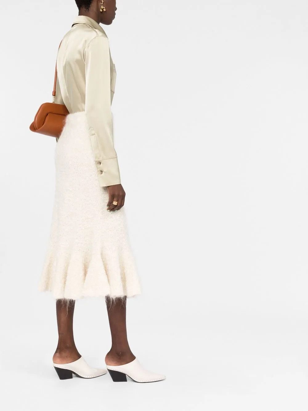 Jil Sander o1y1025 Midi Skirt in Ivory Size 27" / US 4 / IT 40 - 3 Thumbnail