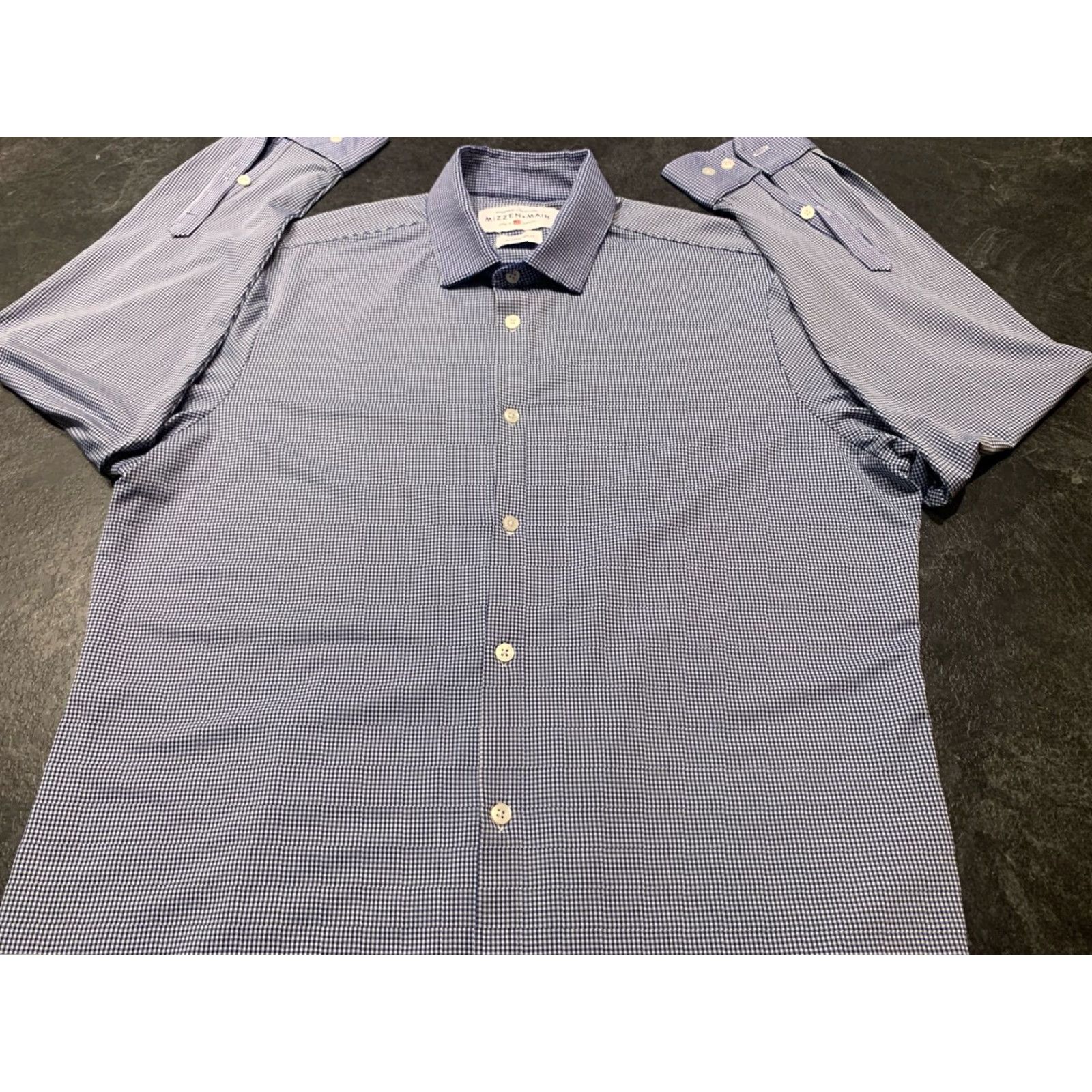 Mizzen+Main Mizzen+Main Shirt Button-Up Spinnaker Long Sleeve Slim Fit Blue White Check 2XL Men Size US XXL / EU 58 / 5 - 3 Thumbnail