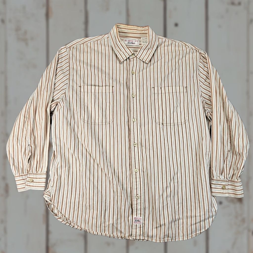 Vintage Levi Mens 2XL Striped Button Down Shirt Long Sleeve Brown Size US XXL / EU 58 / 5 - 1 Thumbnail