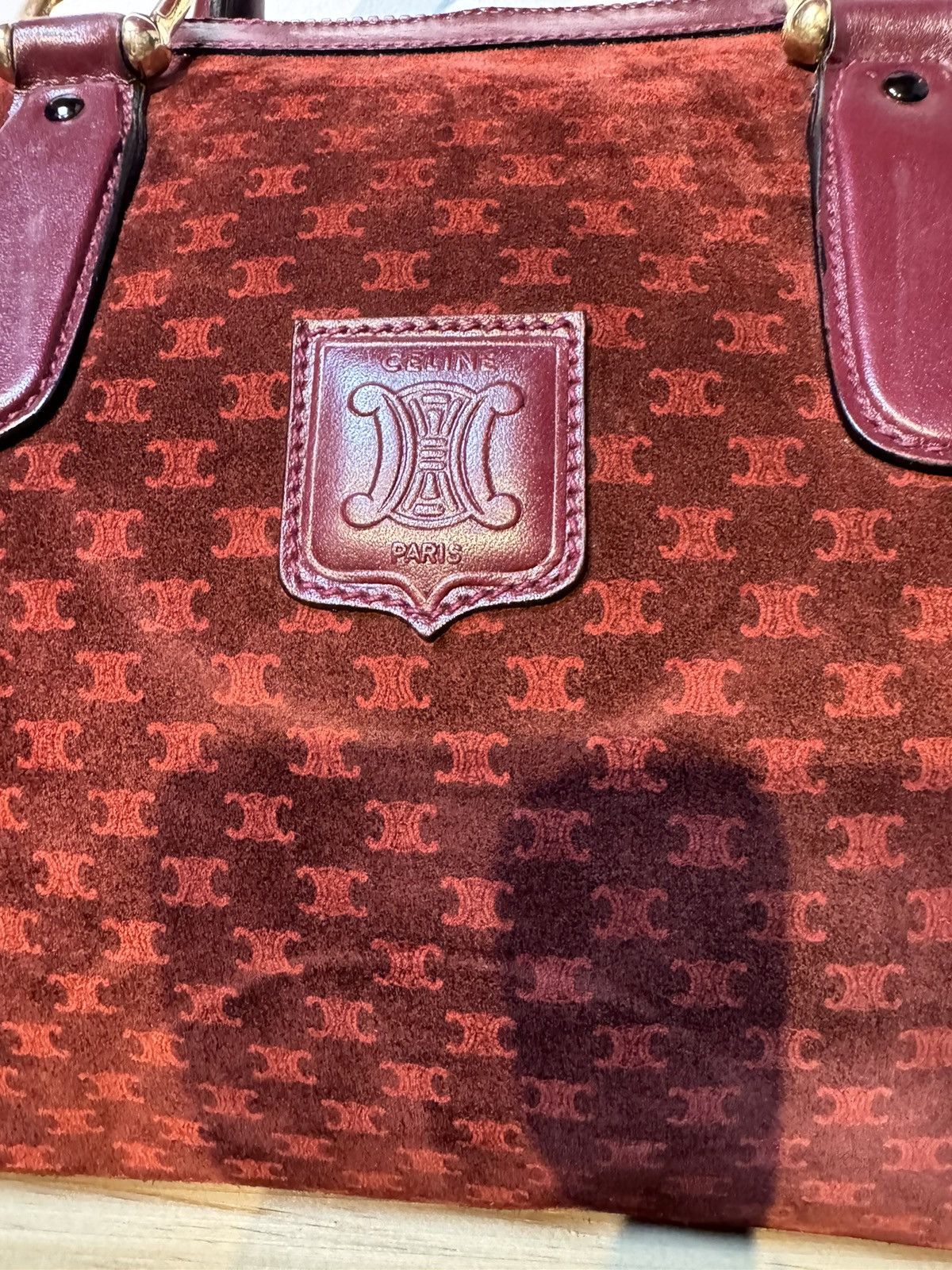 Celine Celine Macadam Handbag Red Suede Size ONE SIZE - 2 Thumbnail
