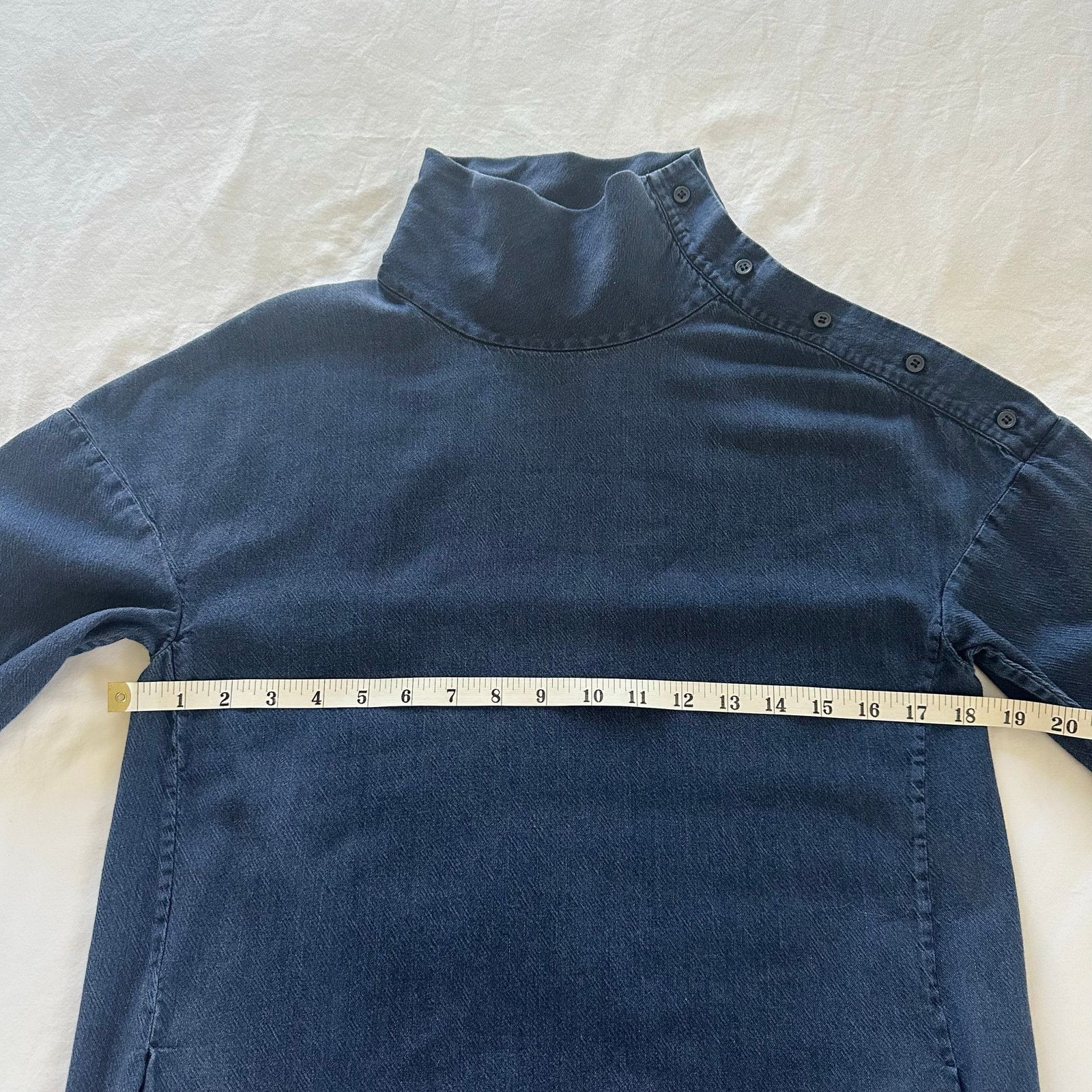 Cos COS Navy Denim Funnel Neck Shift Dress Size 2 Size XS / US 0-2 / IT 36-38 - 6 Thumbnail